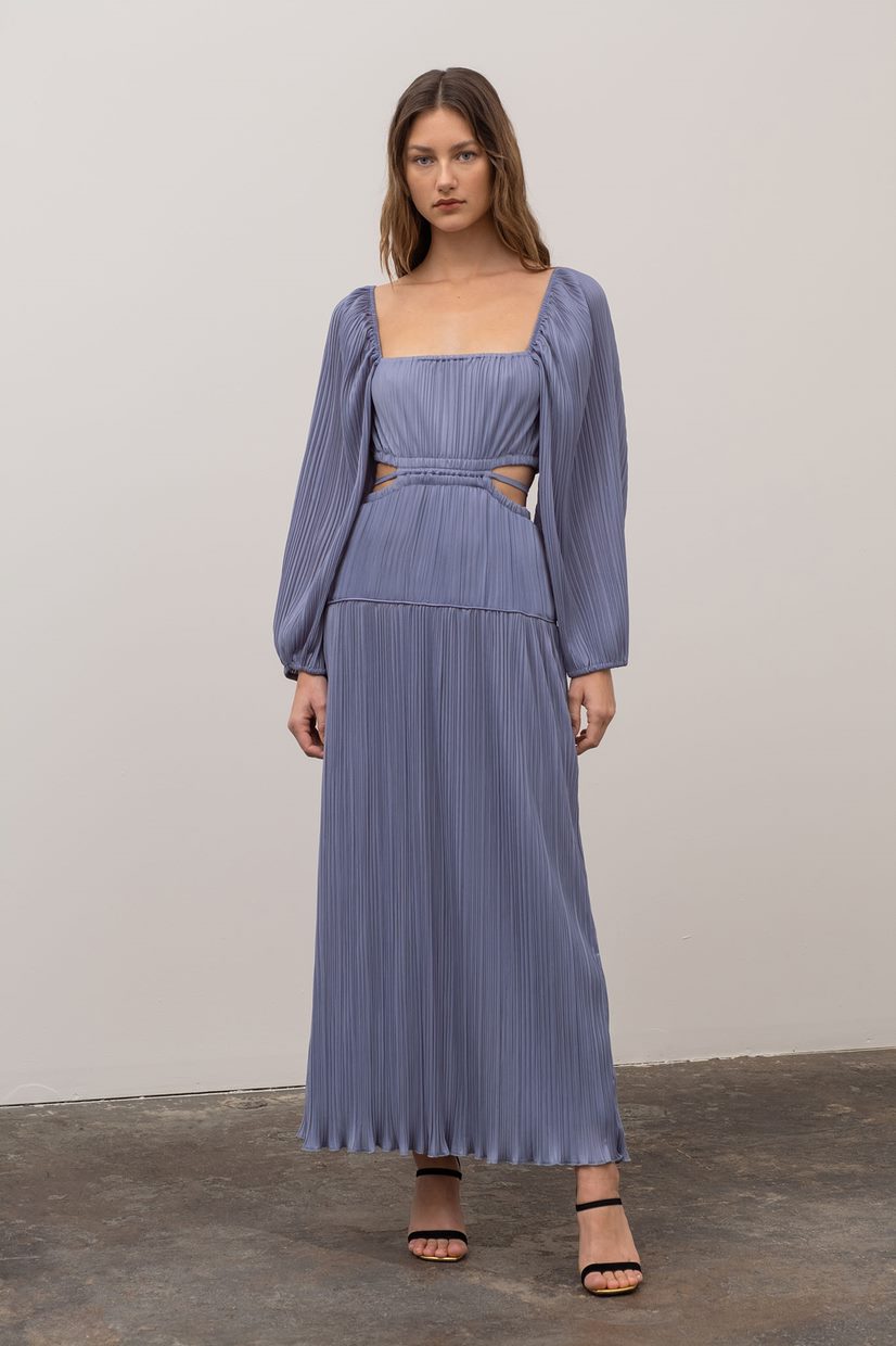 Pleated Cutout Midi Dress