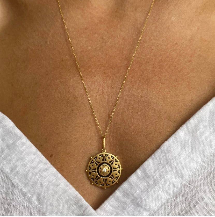 Karmic Wheel Necklace Onyx