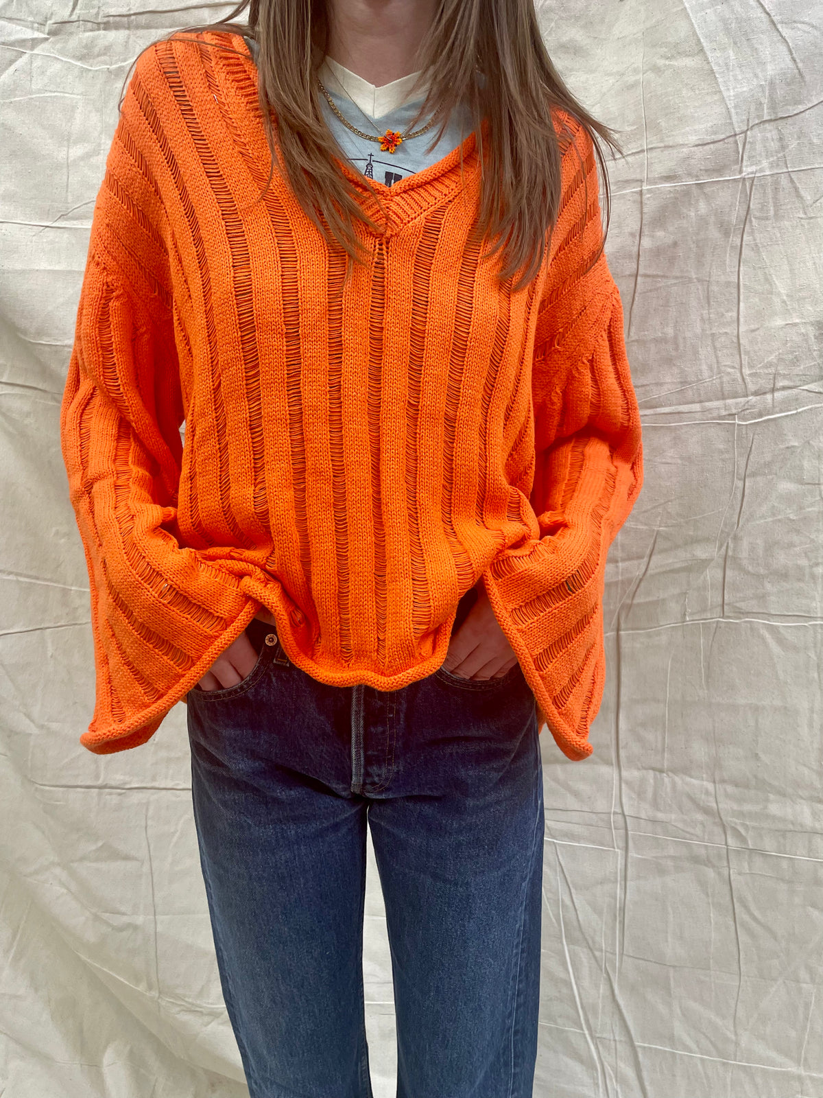 Tangerine Bell Sleeve Sweater