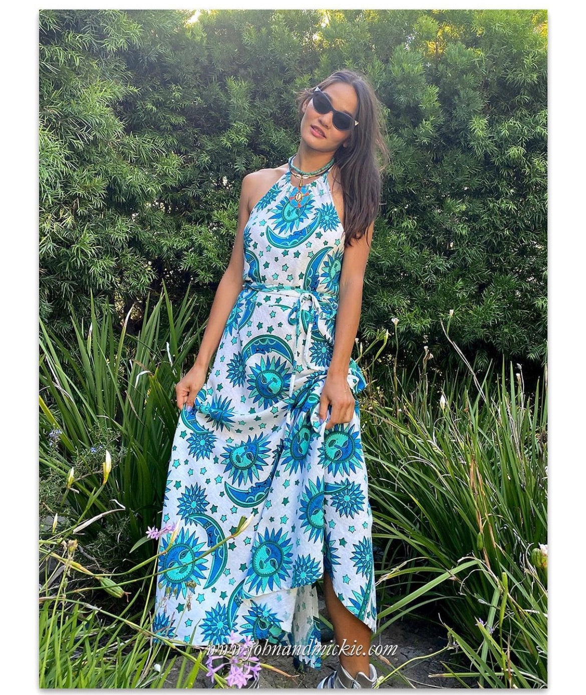 Celestial moon & sun halter dress