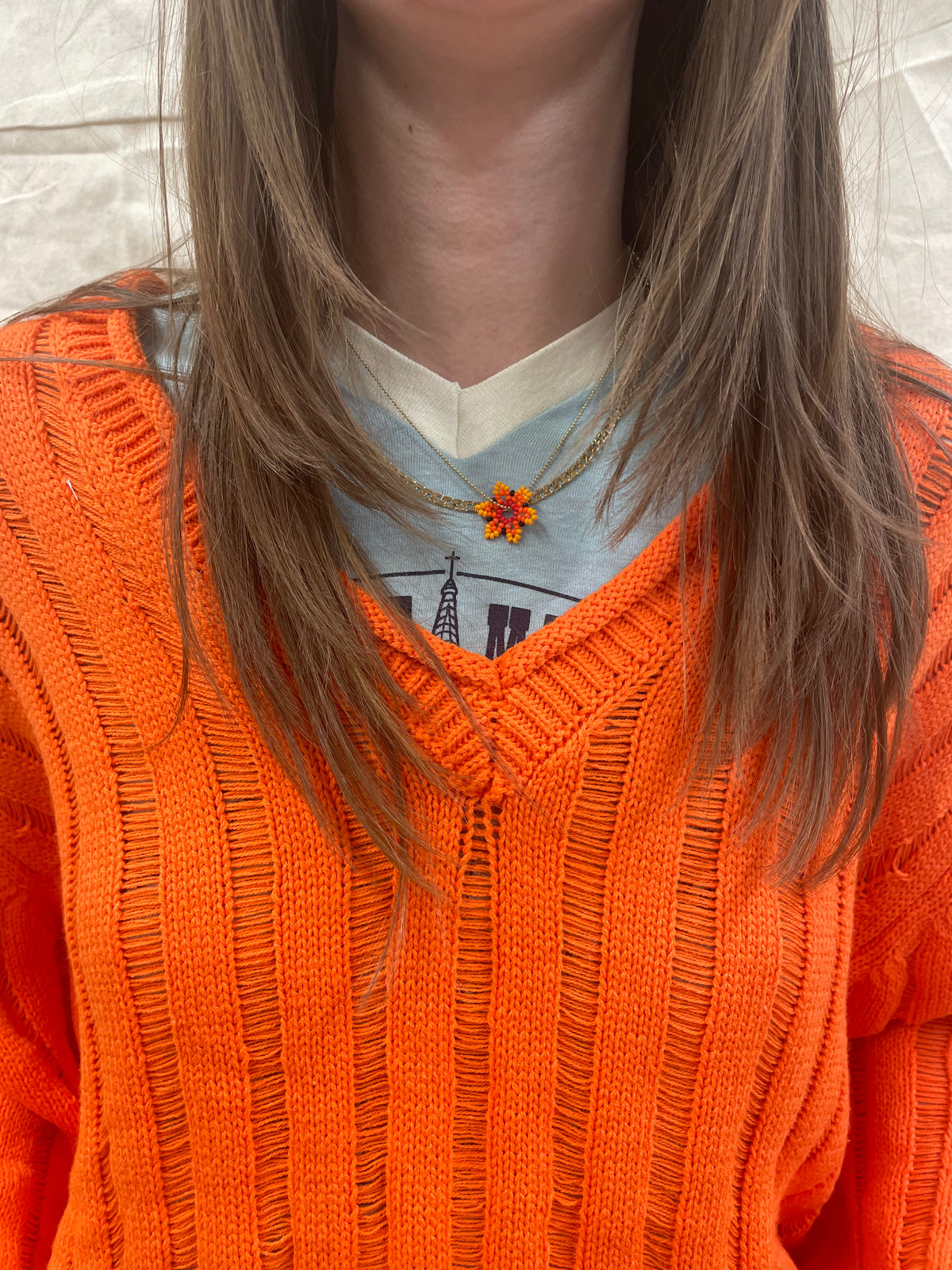 Tangerine Bell Sleeve Sweater