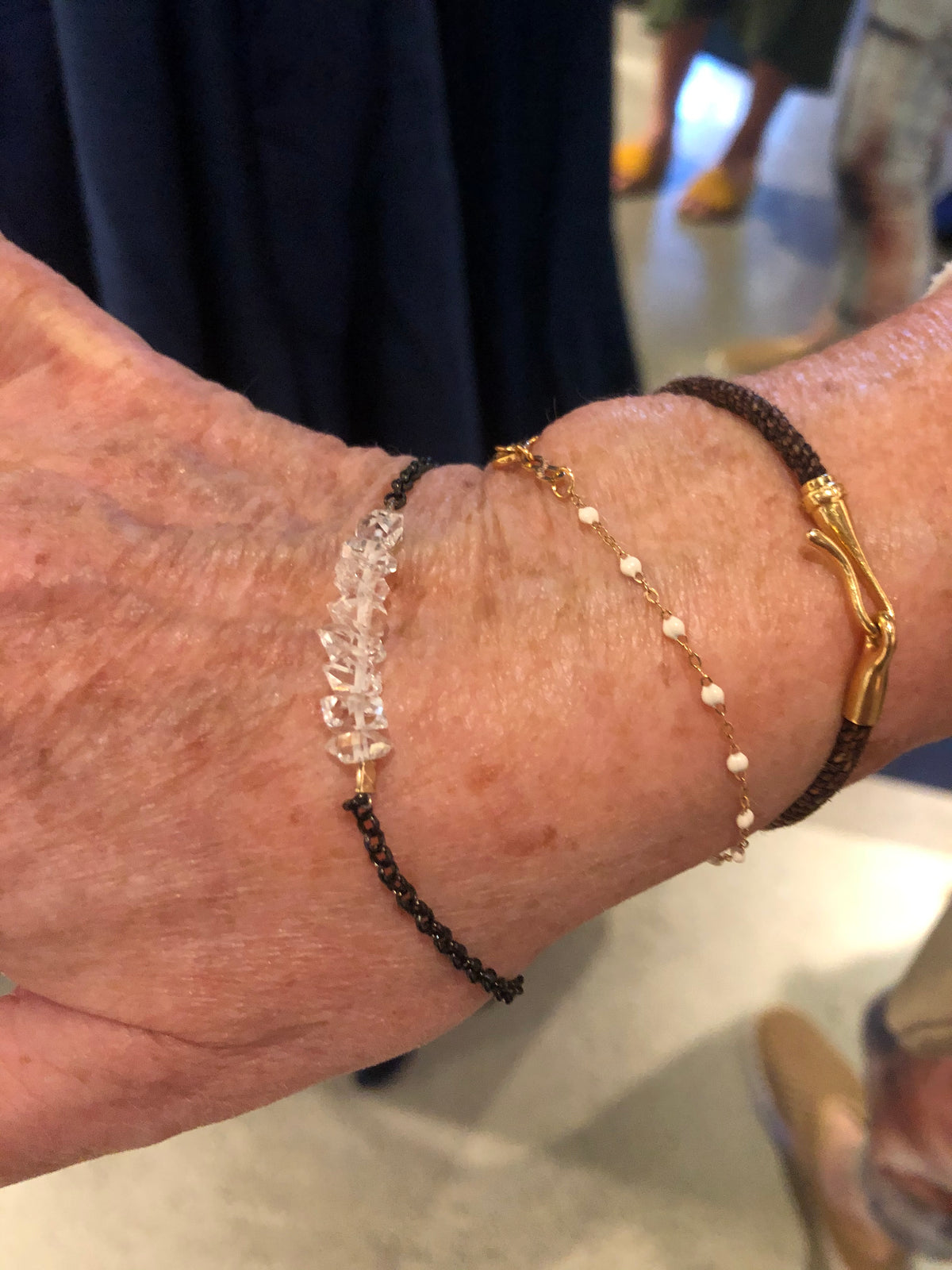 Herkimer Bracelet with Black Chain #2