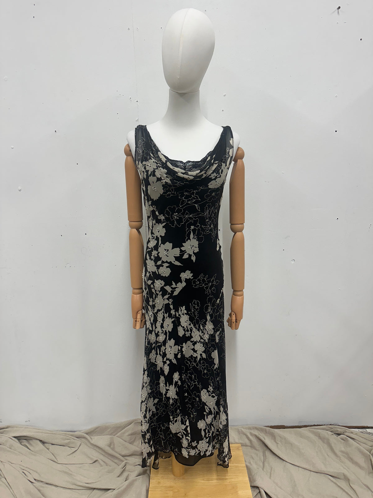 Vintage Black and White Floral Dress