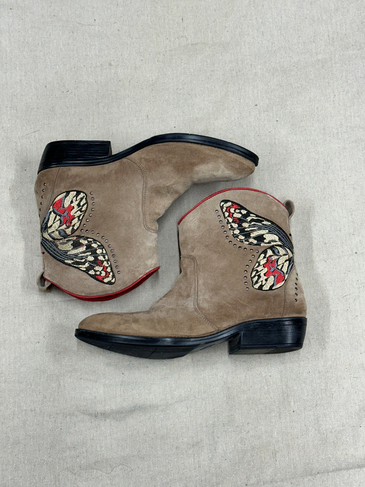 Vintage Butterfly Detail Cowboy Boots