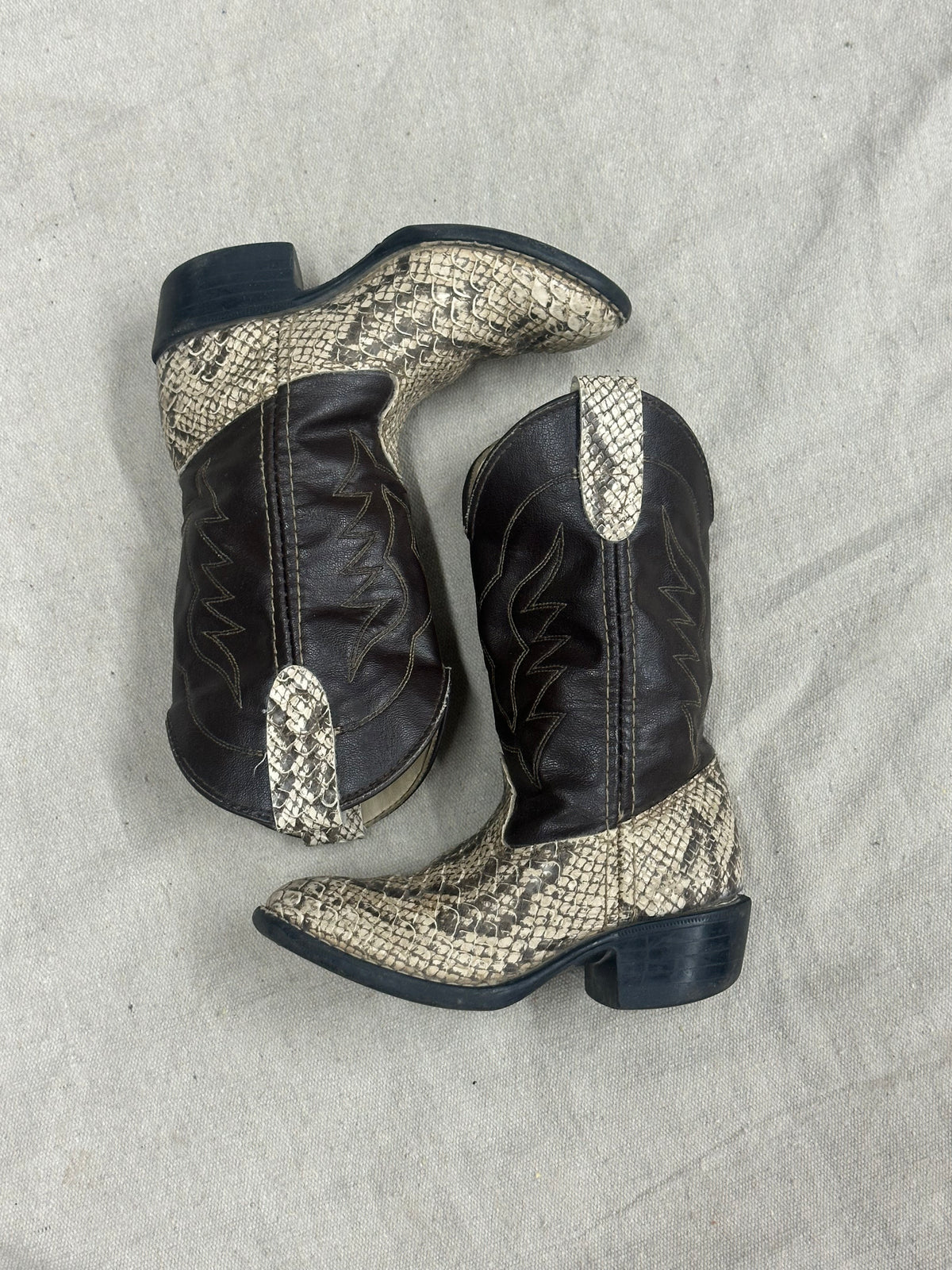 Kids Vintage Brown Two Toned Cowboy Boots