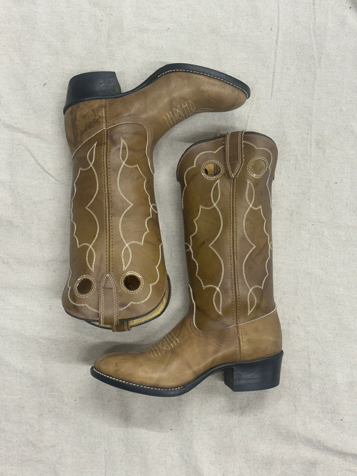 Kids Vintage Tan Cowboy Boots