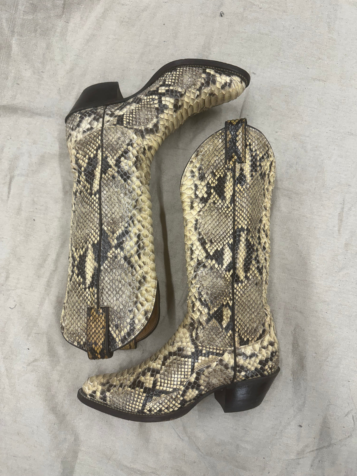 Vintage Snake Almond Toe Cowboy Boots