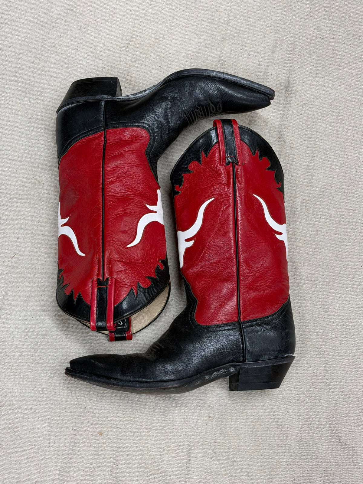 Vintage Red Long Horn Cowboy Boots
