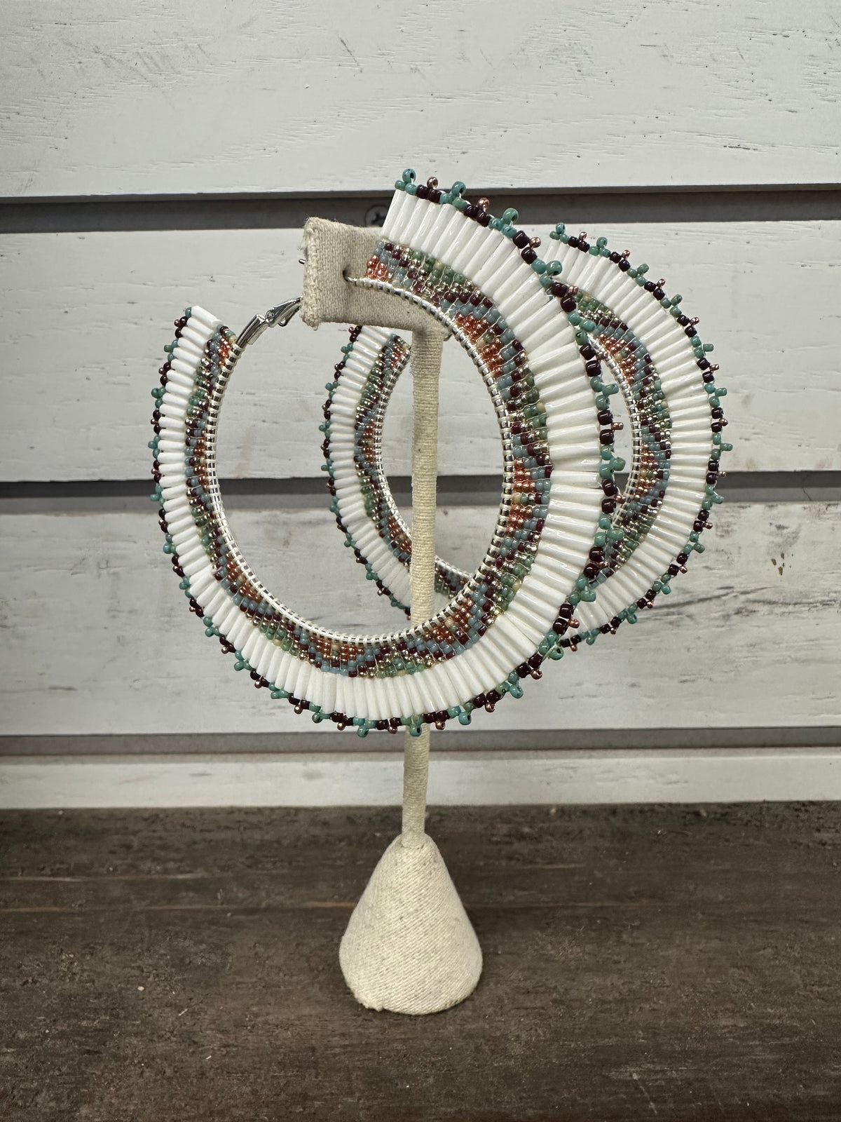 Beaded Large Hoop Earrings