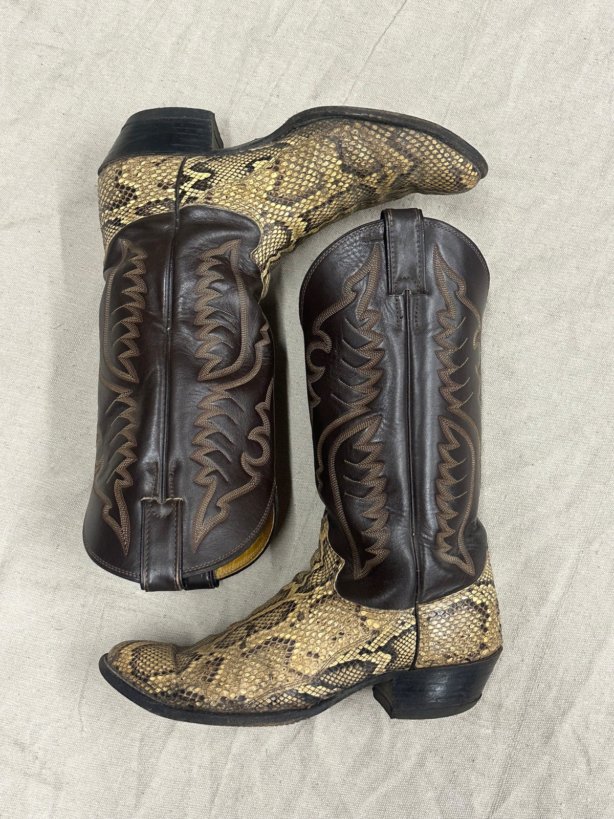 Vintage Brown and Tan Cowboy Boots