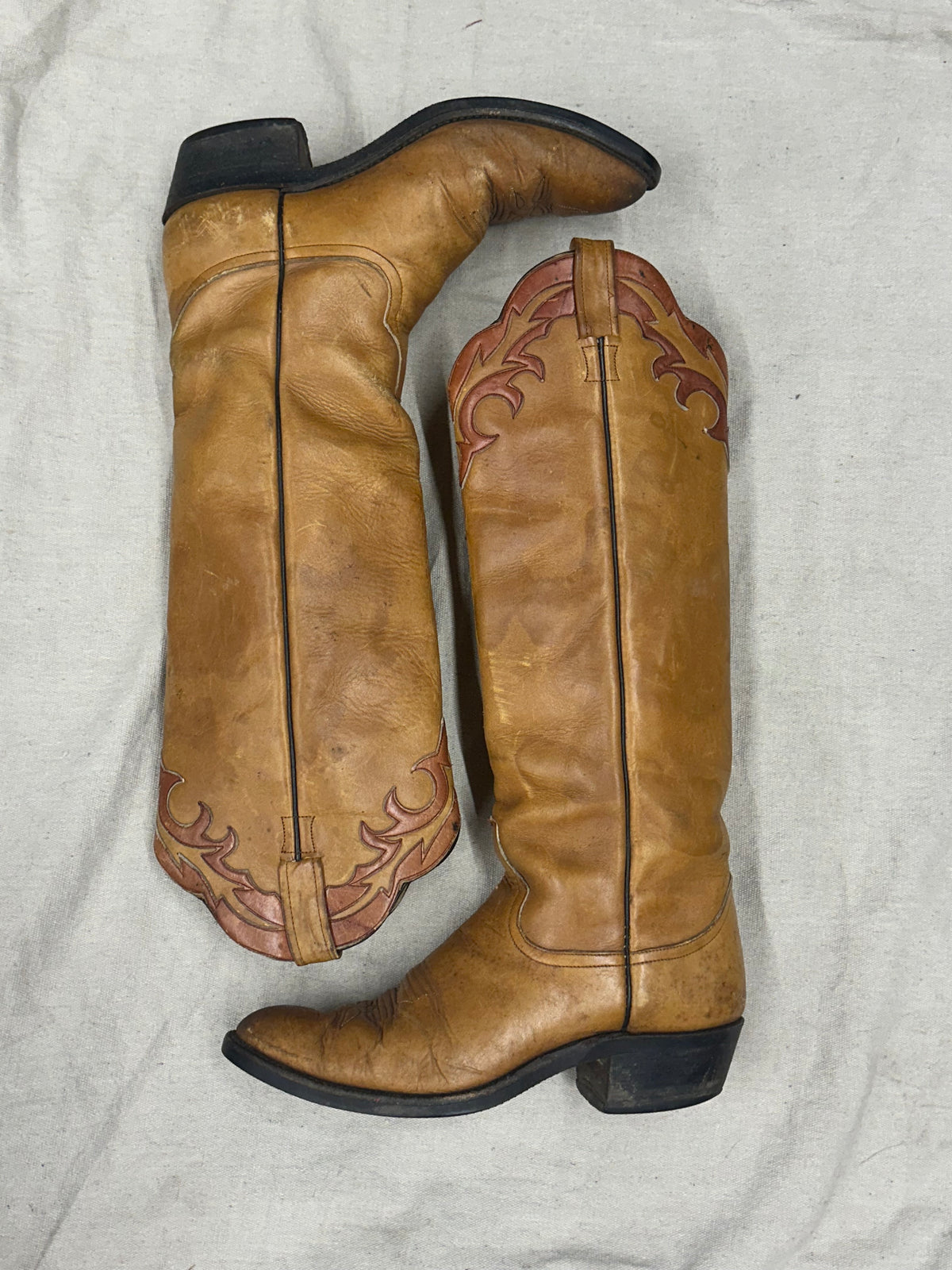 Vintage Golden Brown Cowboy Boots