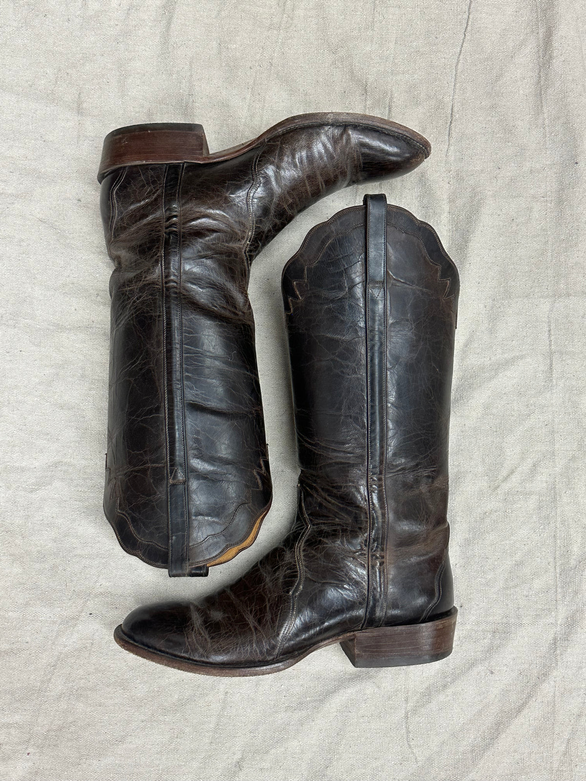 Vintage Dark Brown Cowboy Boots