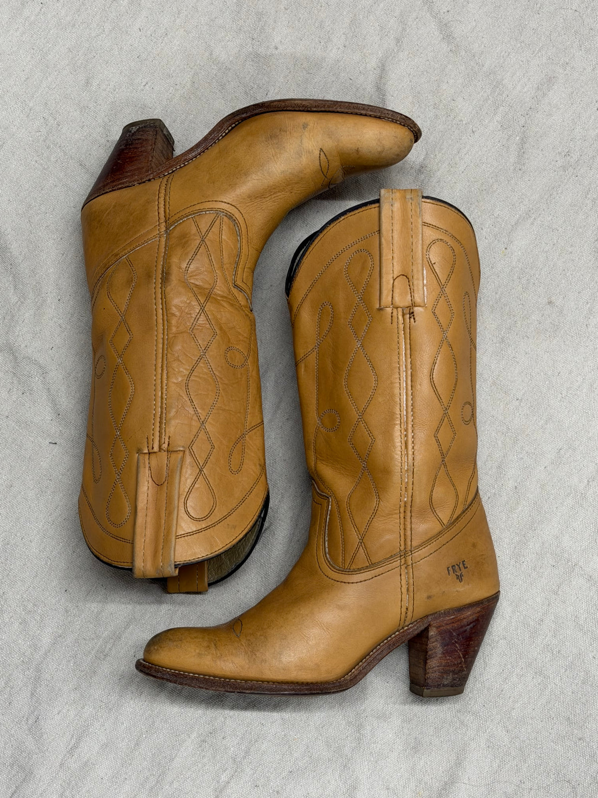 Vintage Caramel Frye Cowboy Boots