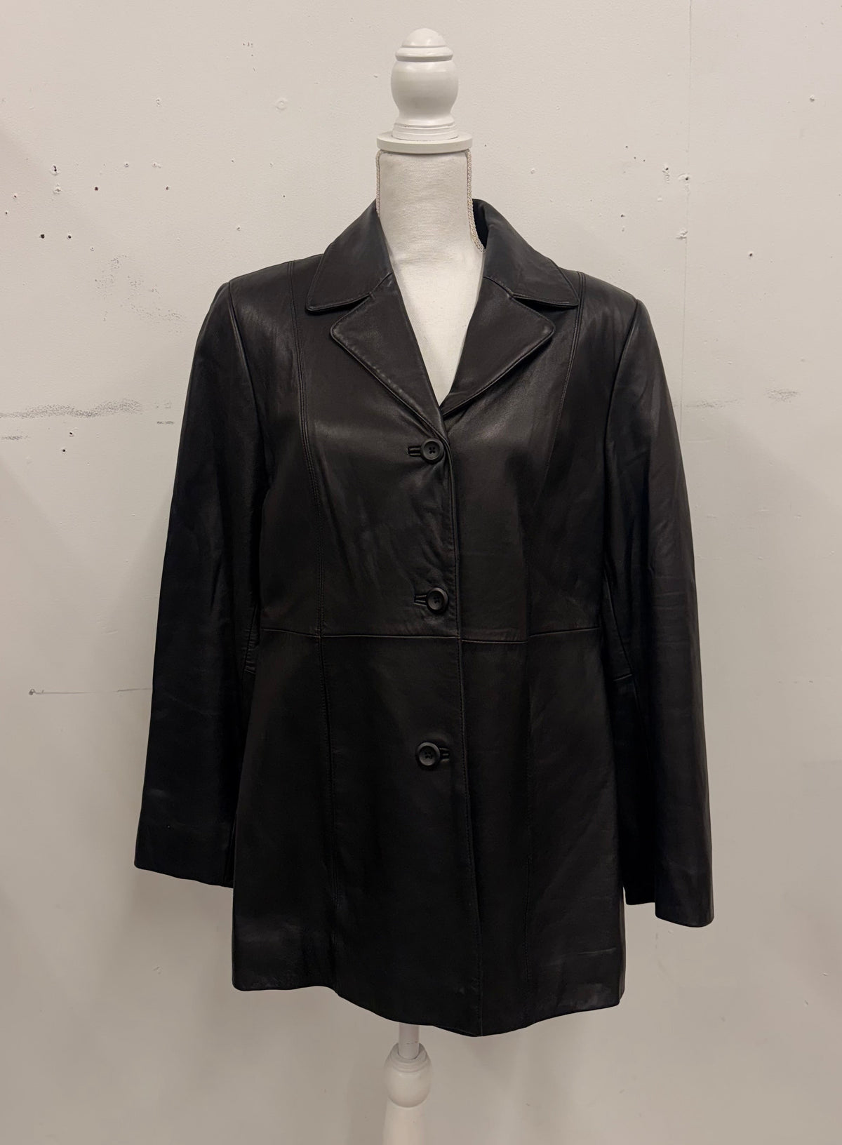 Vintage Leather Jacket with Button Detailing