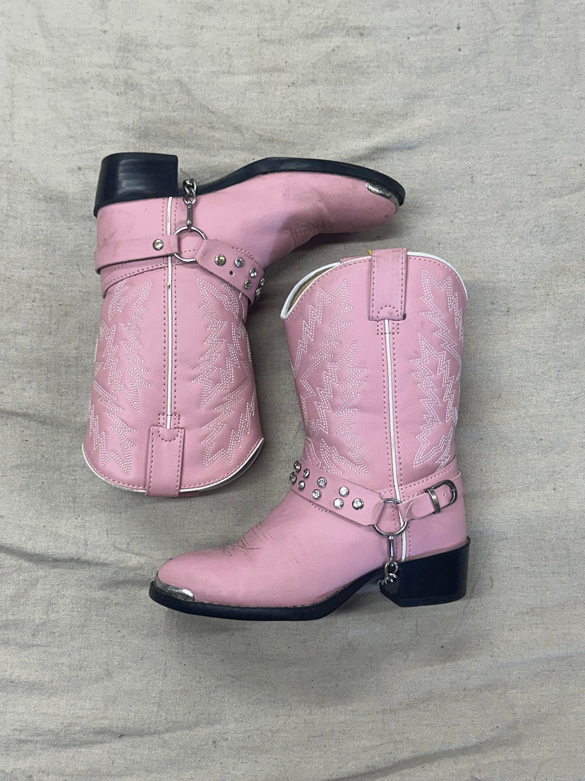 Vintage Kids Pink Bedazzled Cowboy Boots