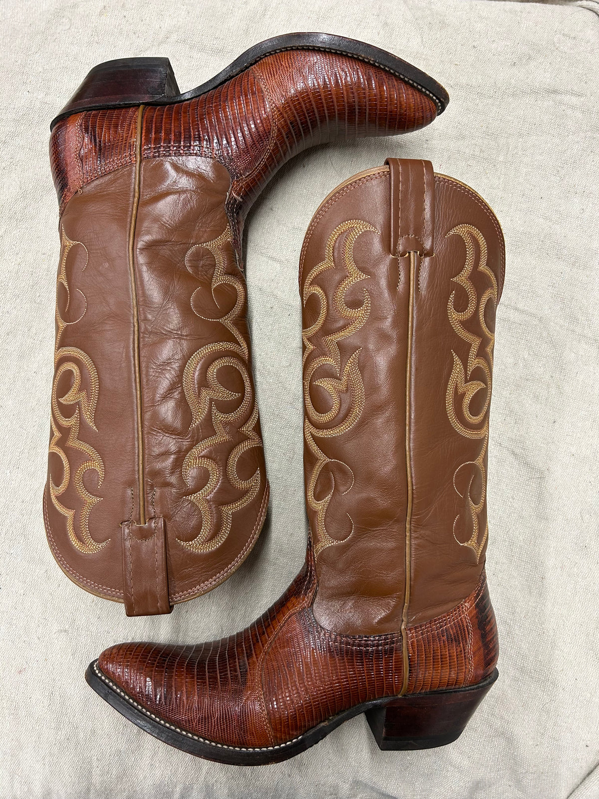 Vintage Exotic Brown Cowboy Boots