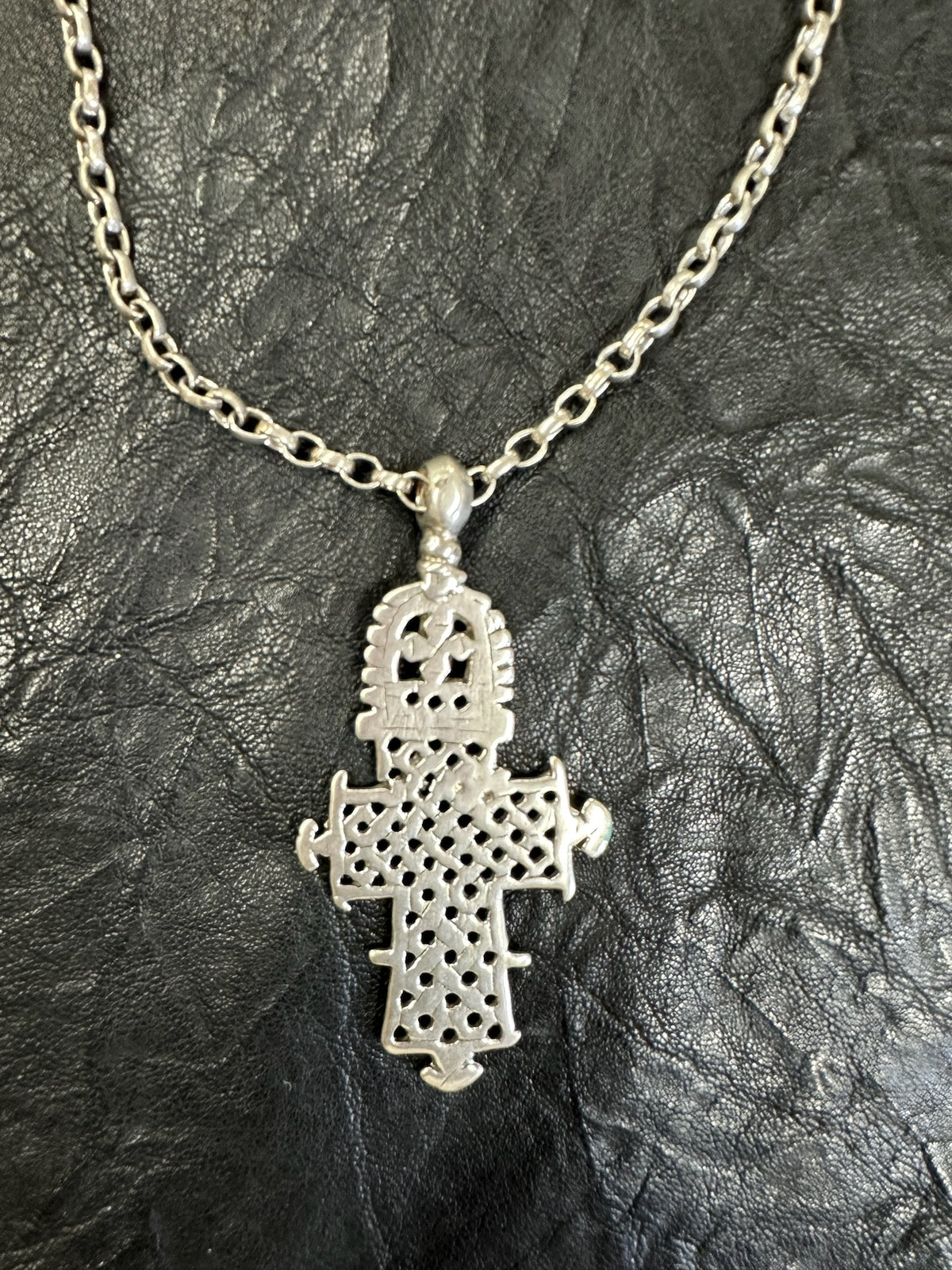 Vintage Ethiopian Sterling Cross Necklace