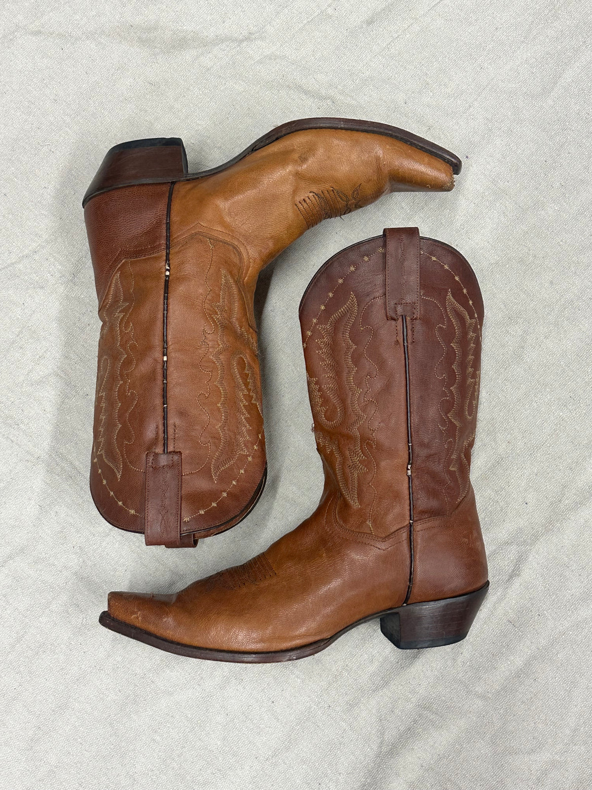 Vintage Brown Detailed Cowboy Boots