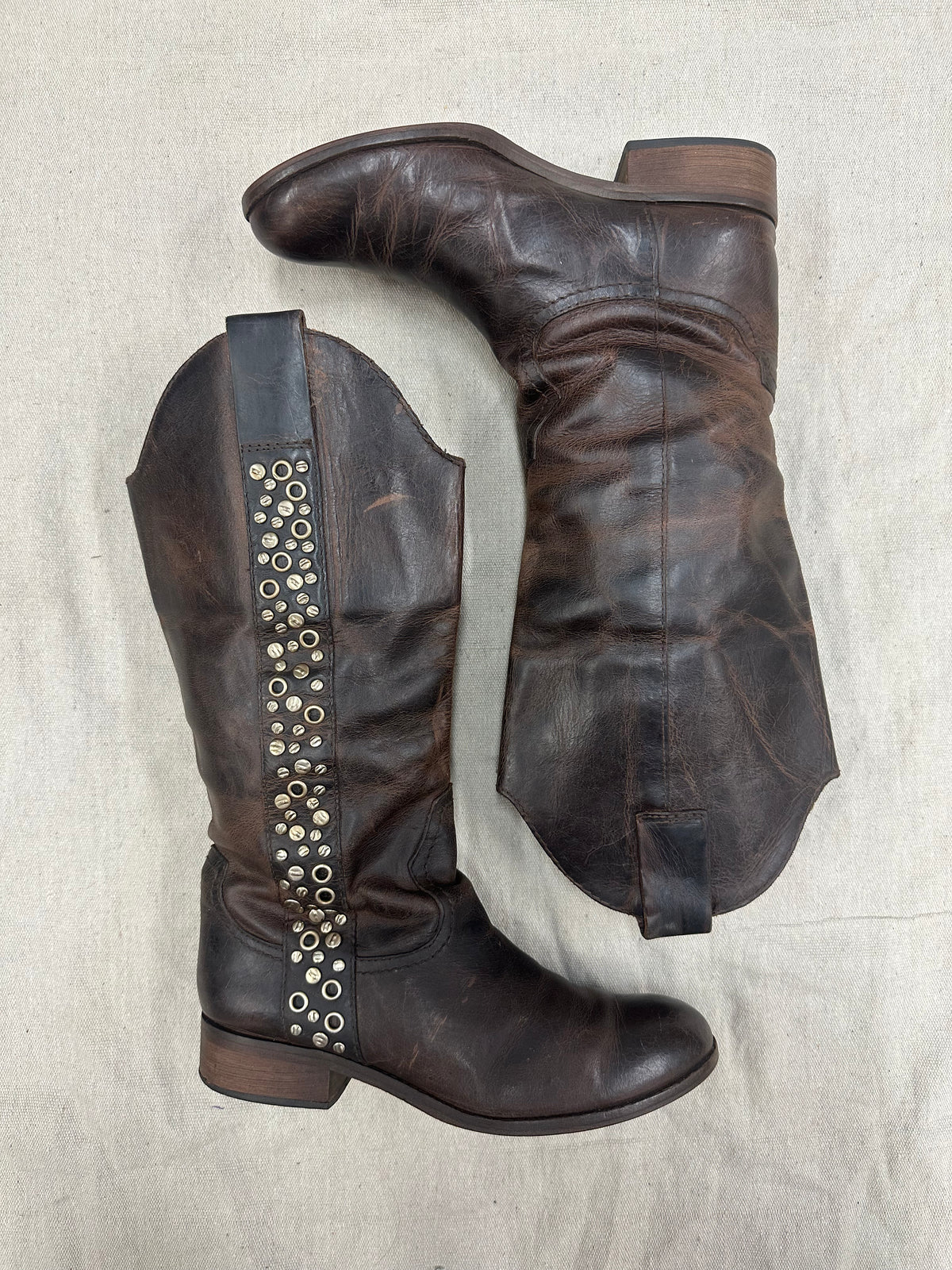 Tall Studded Brown Boots