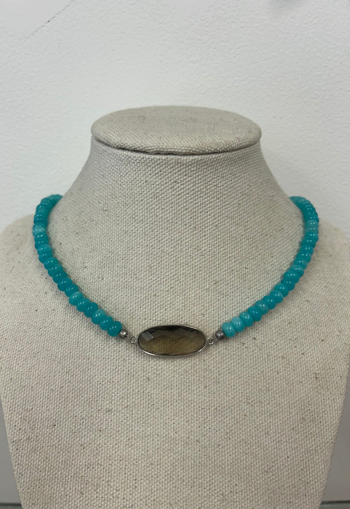 Blue Gemstone and Quarts Necklace