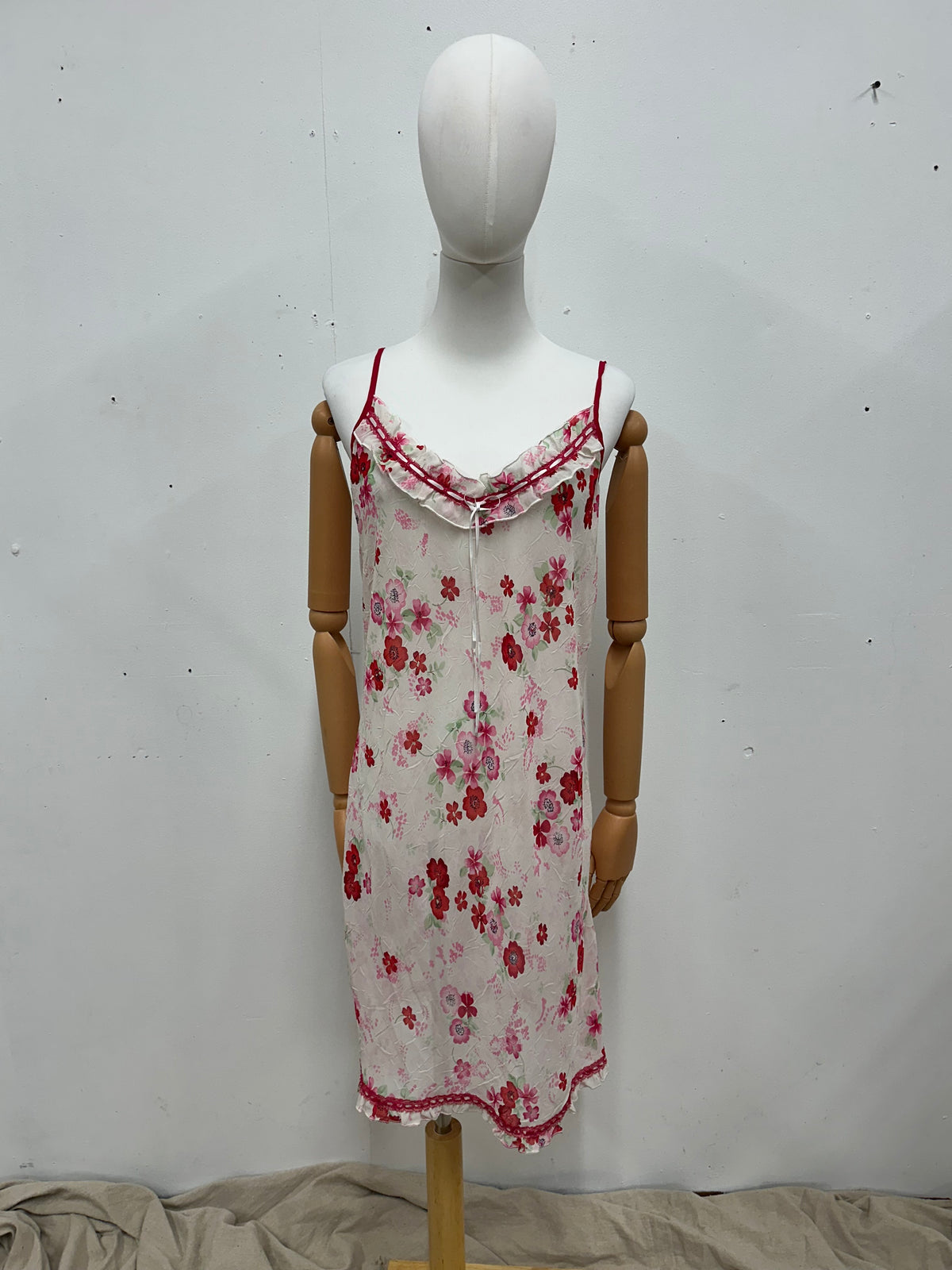Vintage Pink and Red Floral Dress