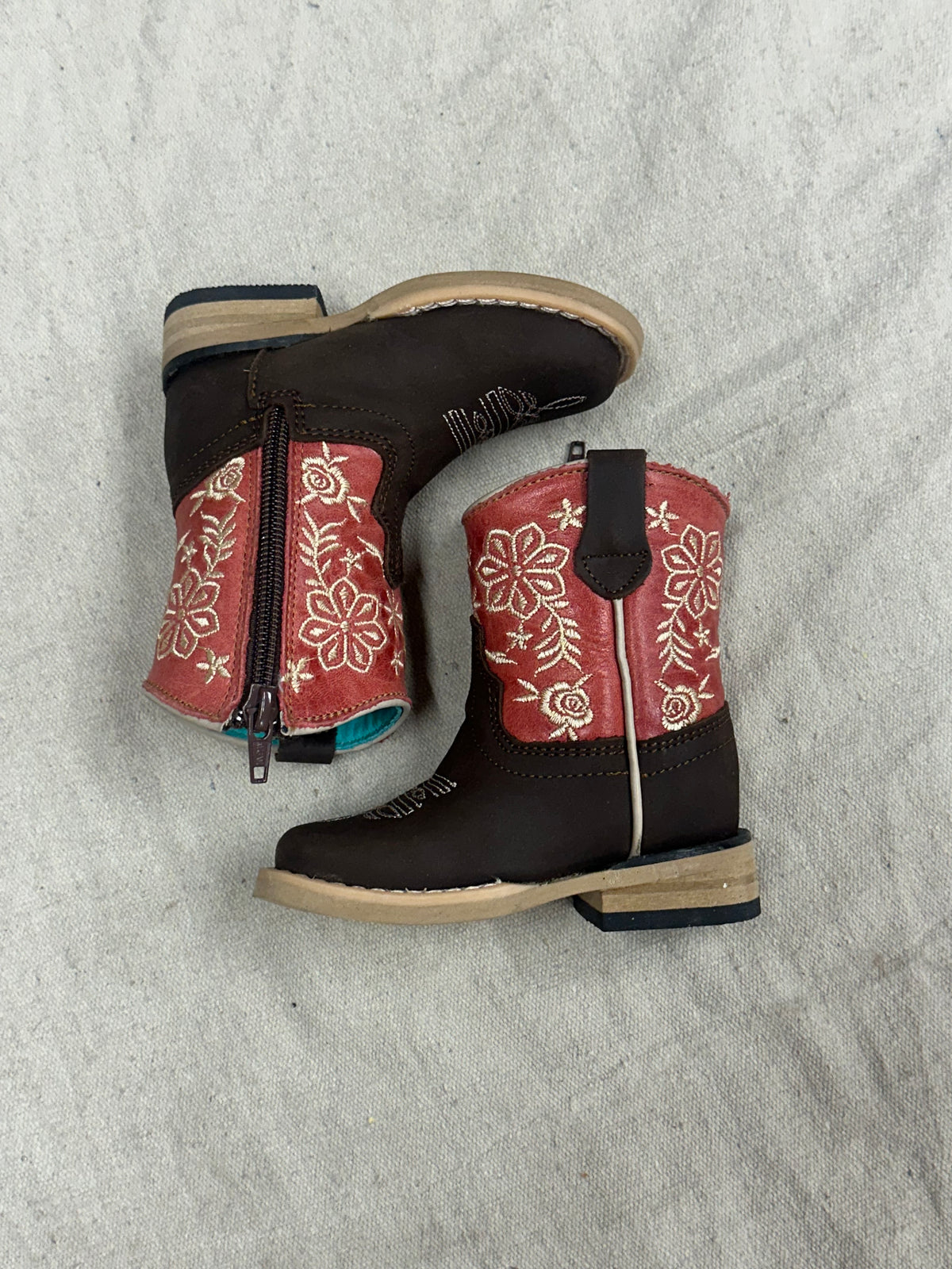 Kids Pink and Brown Cowboy Boots