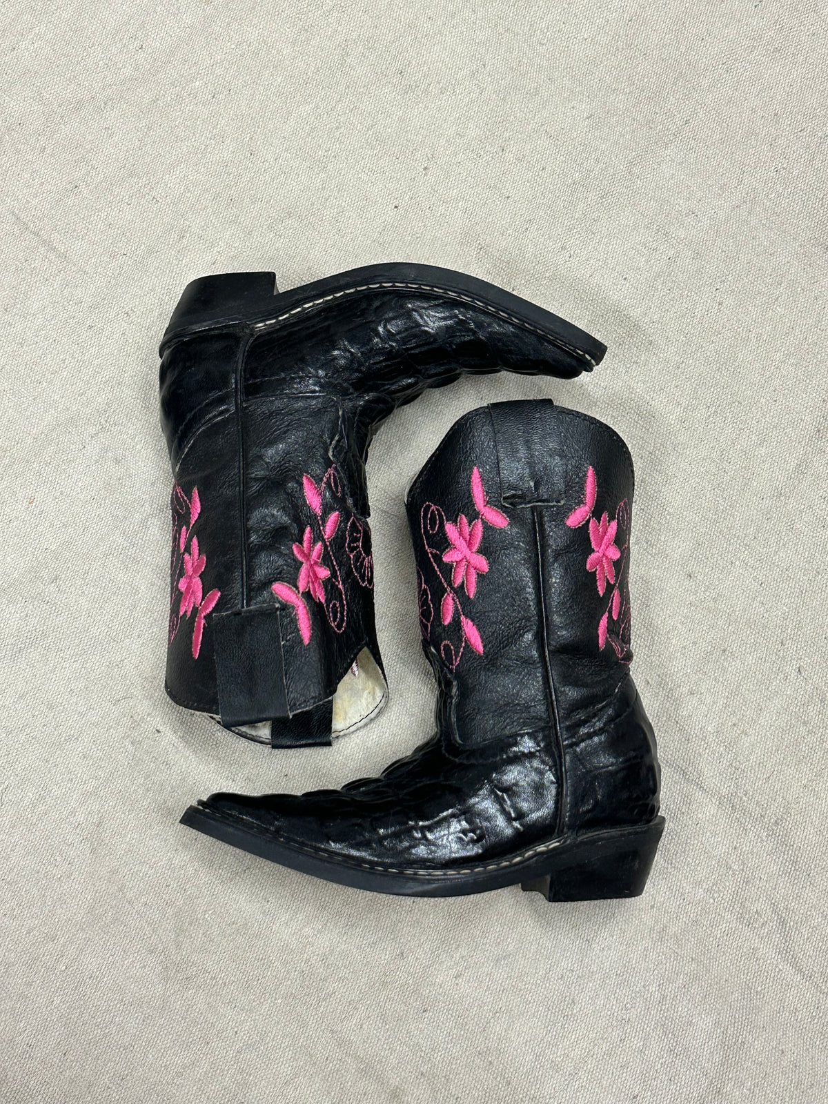 Kids Pink and Black Cowboy Boots