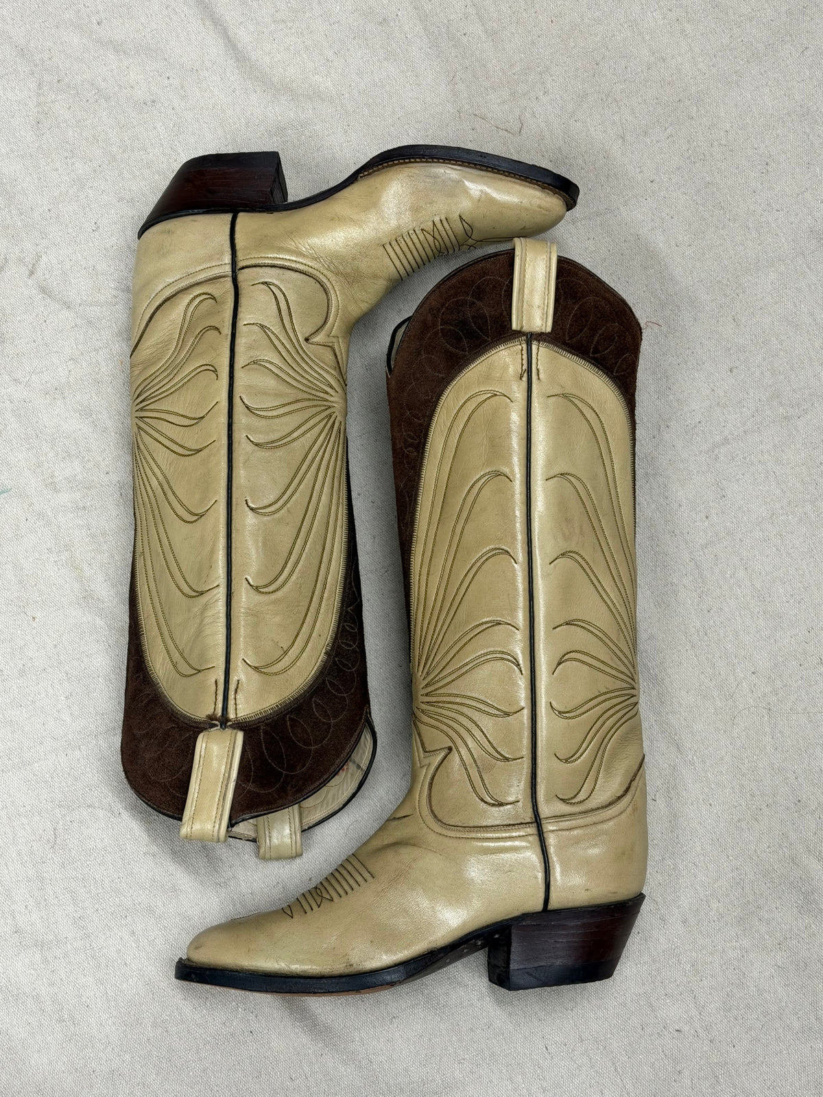 Vintage Light Brown and Chocolate Cowboy Boots