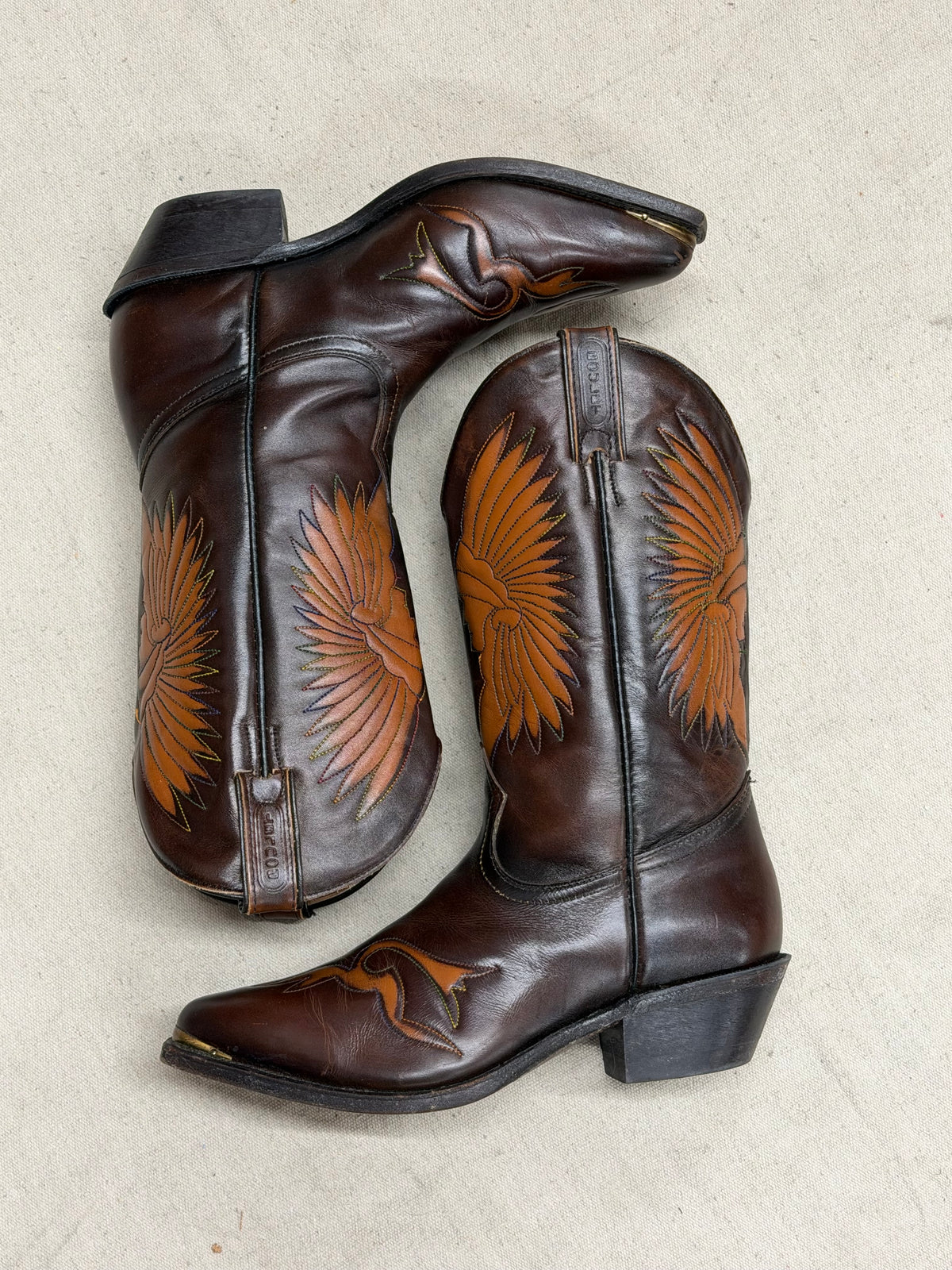 Vintage Headress Detailed  Cowboy Boots