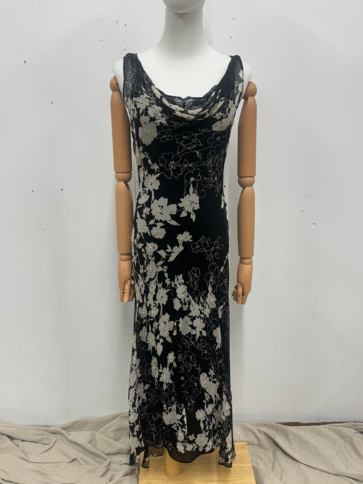 Vintage Black and White Floral Dress