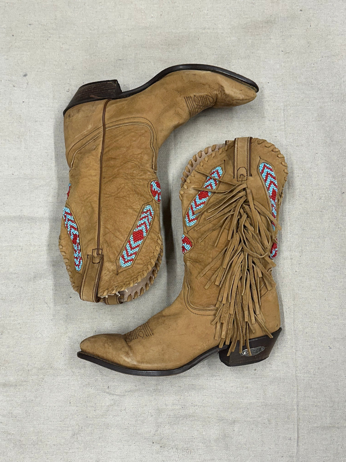 Vintage Fringe with Beaded Detailing Cowboy Boots