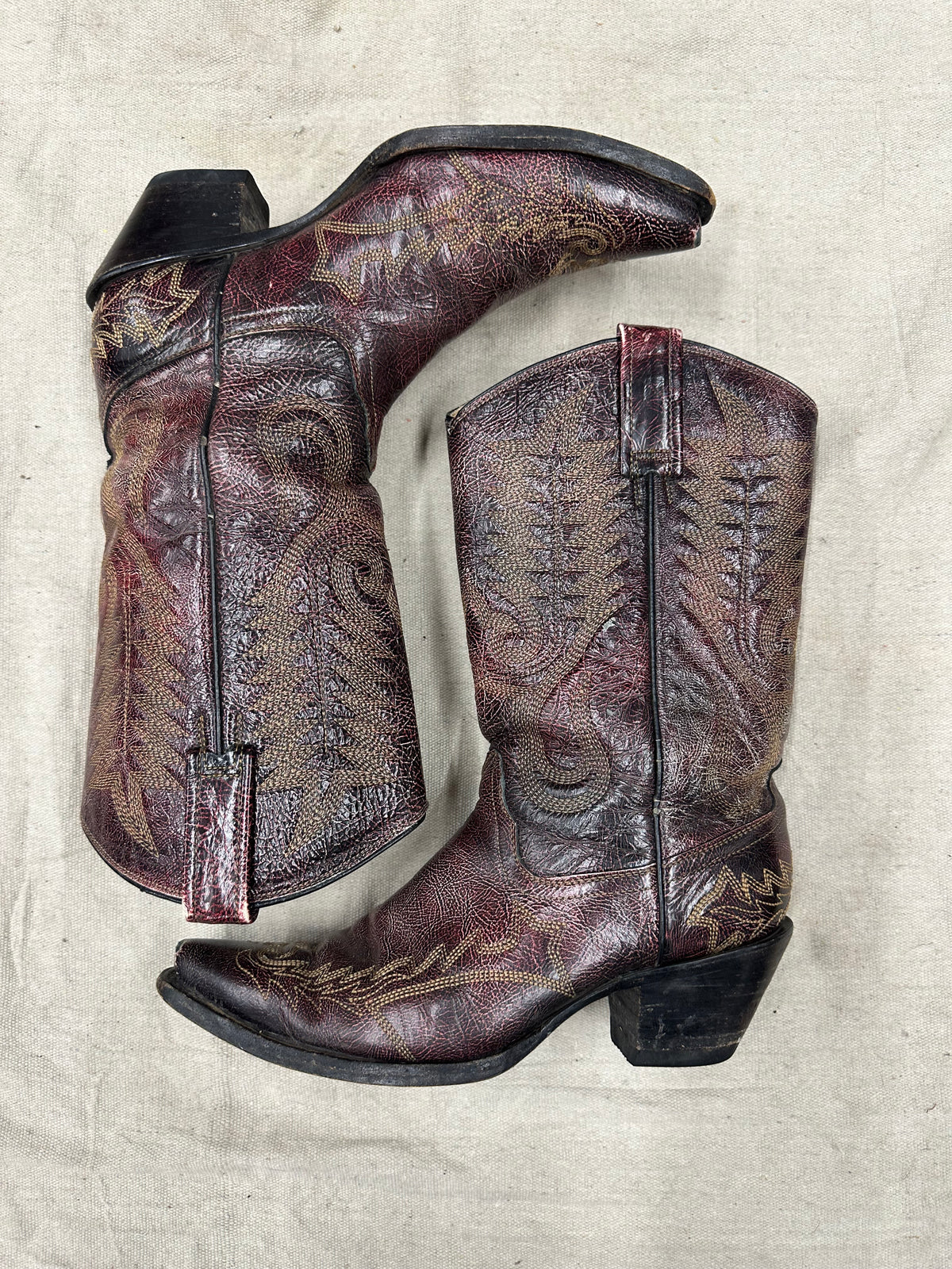 Vintage Burgundy Cowboy Boots