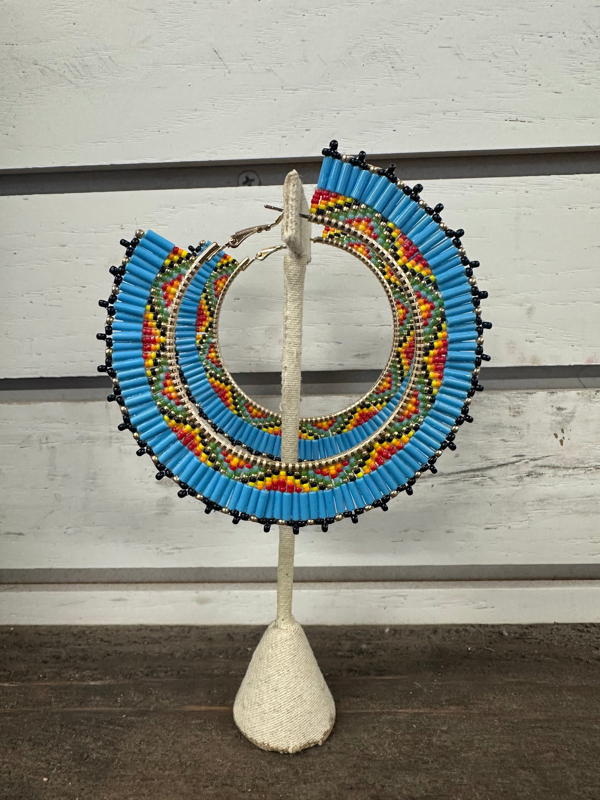 Beaded Large Hoop Earrings