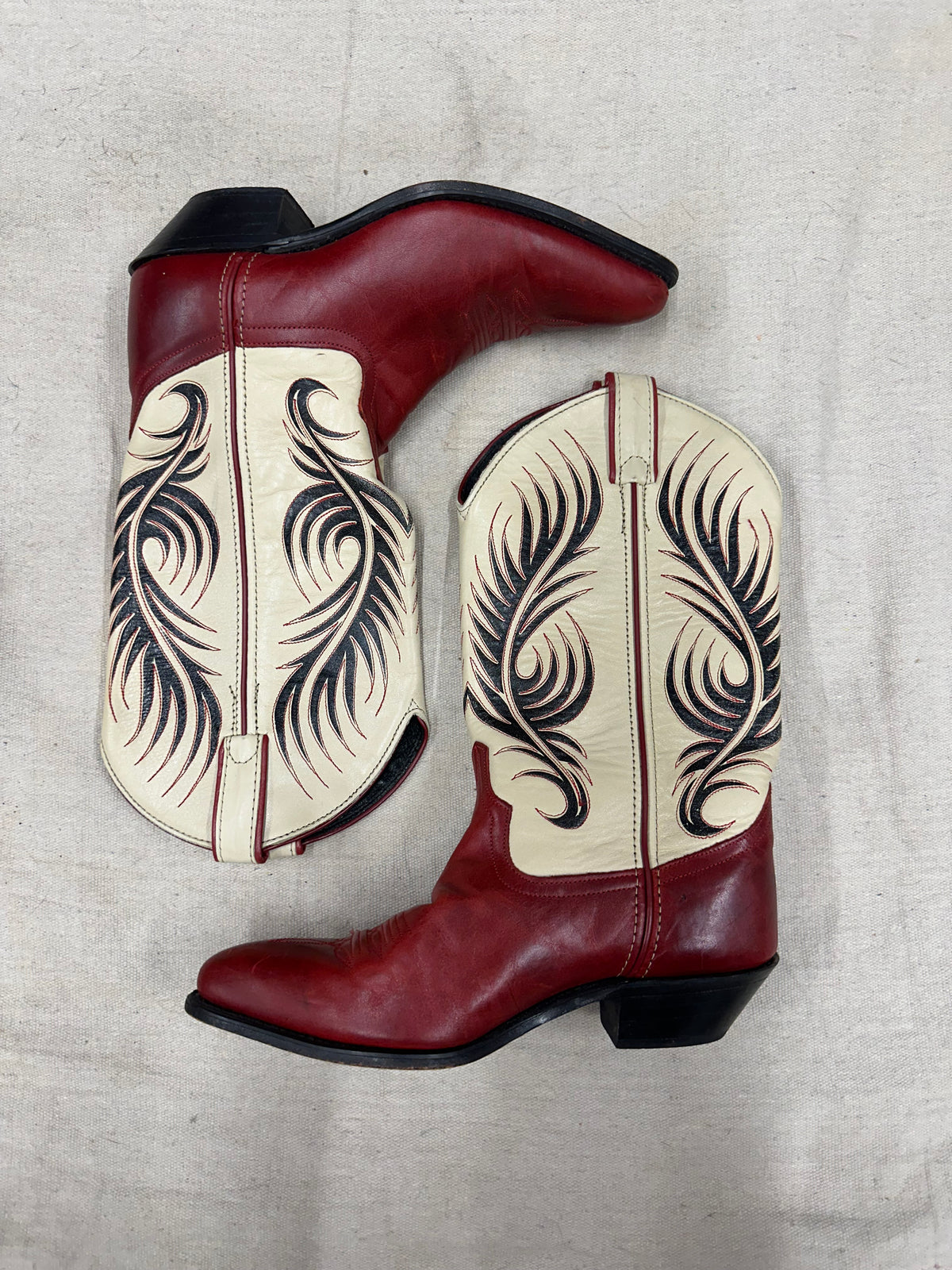 Vintage Red and Bone Cowboy Boots