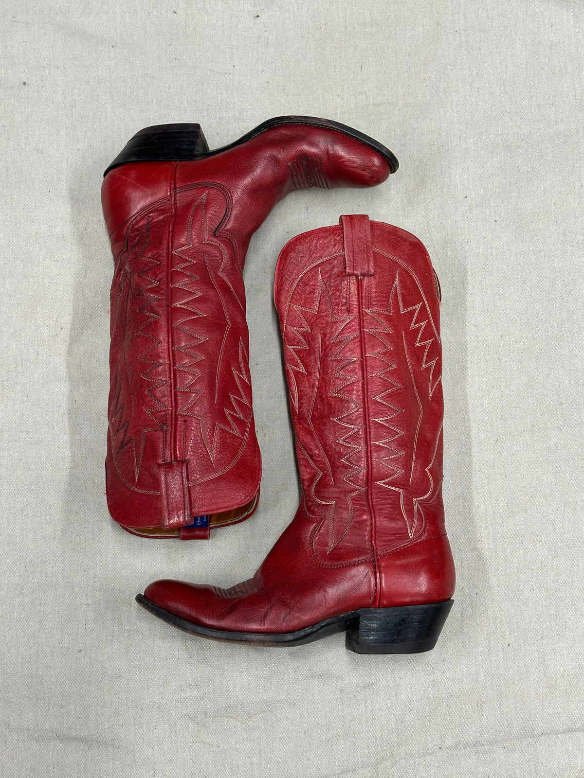 Vintage Red Round Toe Cowboy Boots