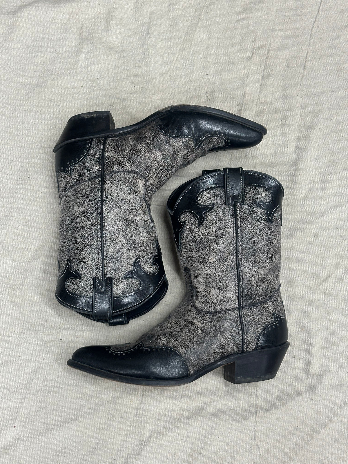 Vintage Grey and Black Cowboy Boots