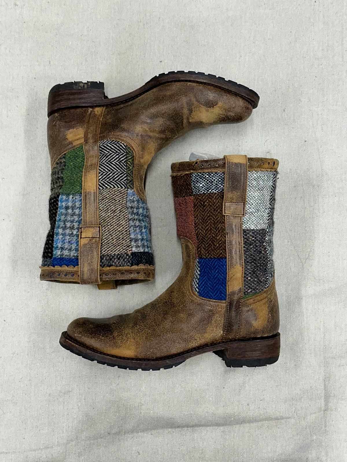 Vintage Patchwork Sherpa Lined Cowboy Boots