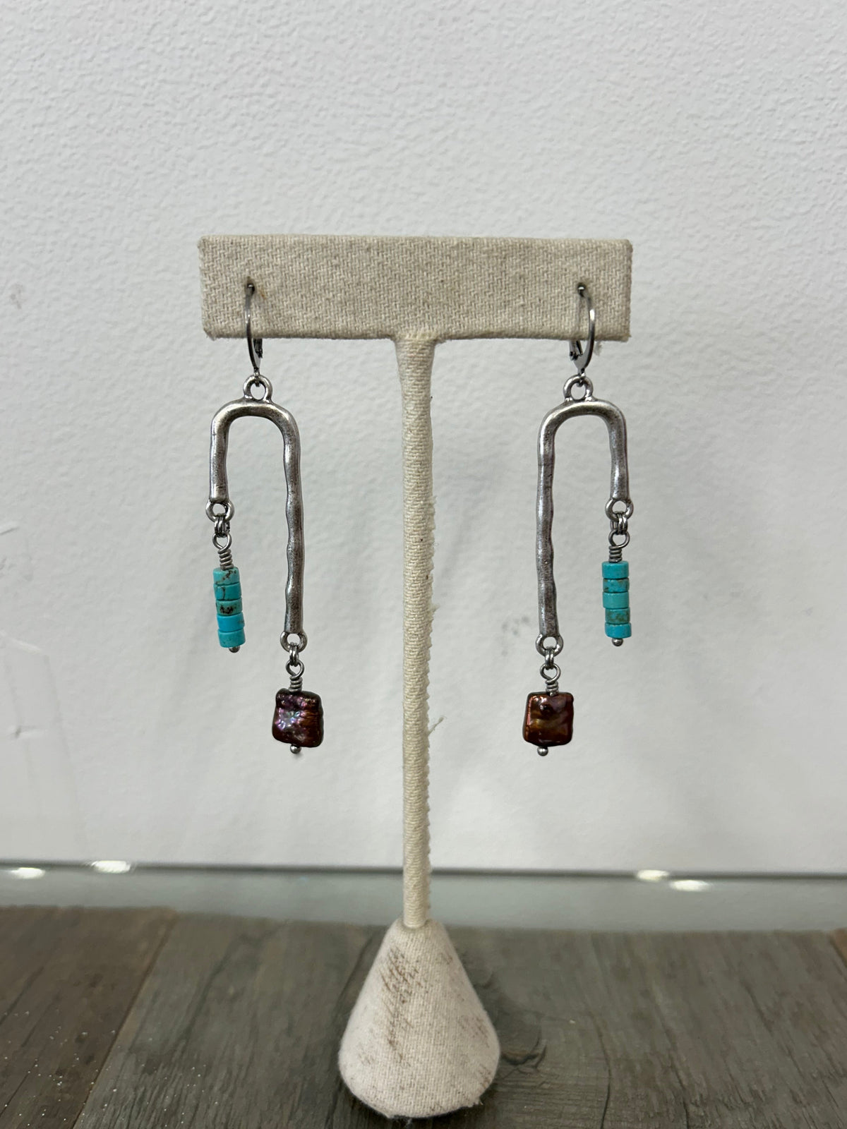 Turquoise and Freshwater Pearl Earrings