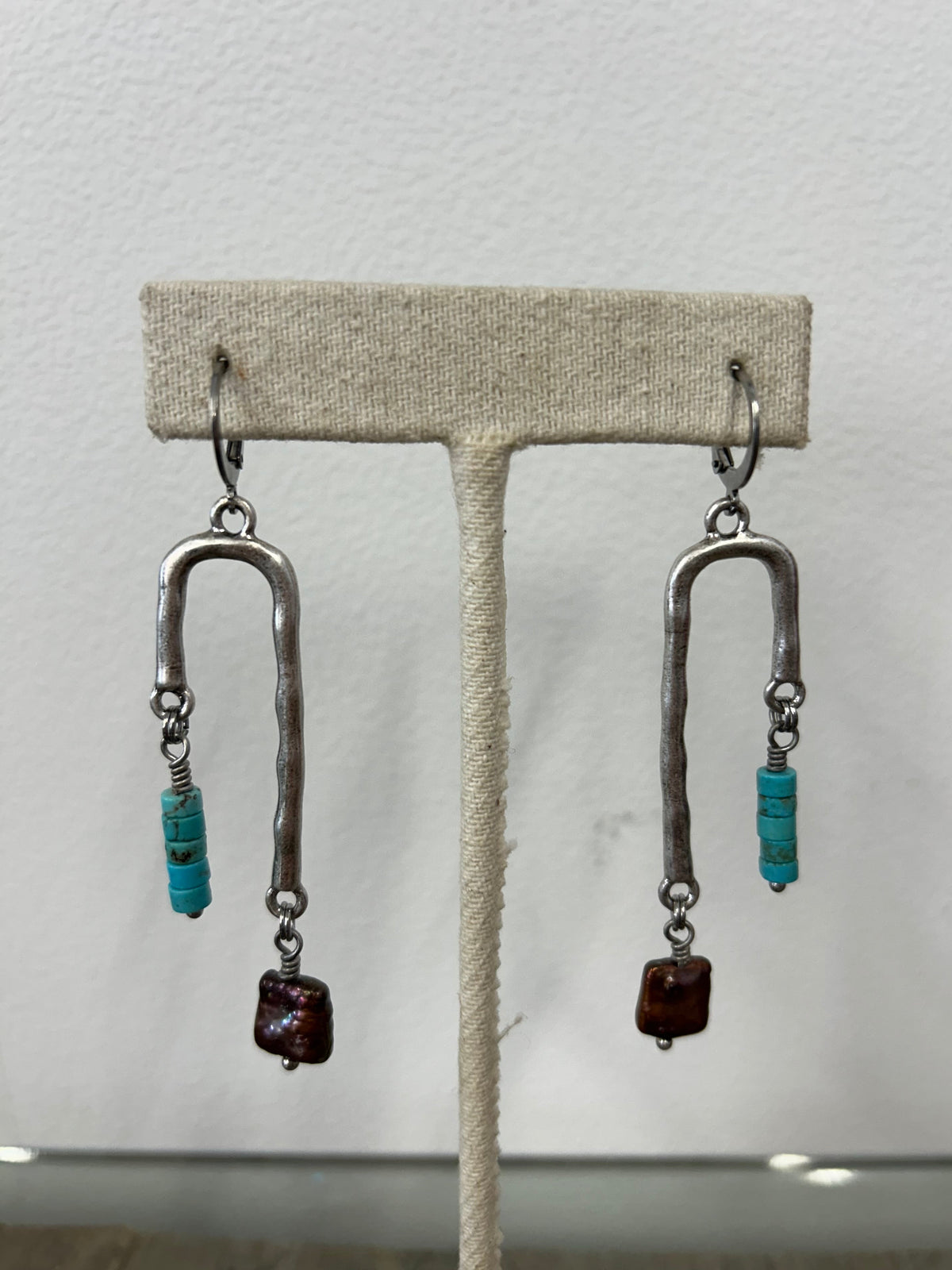 Turquoise and Freshwater Pearl Earrings