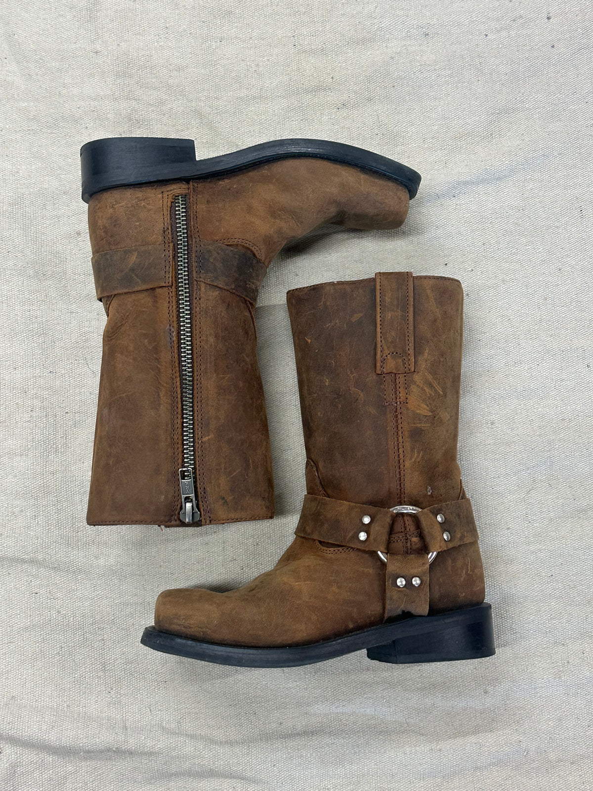 Vintage Kids Brown Moto Cowboy Boots