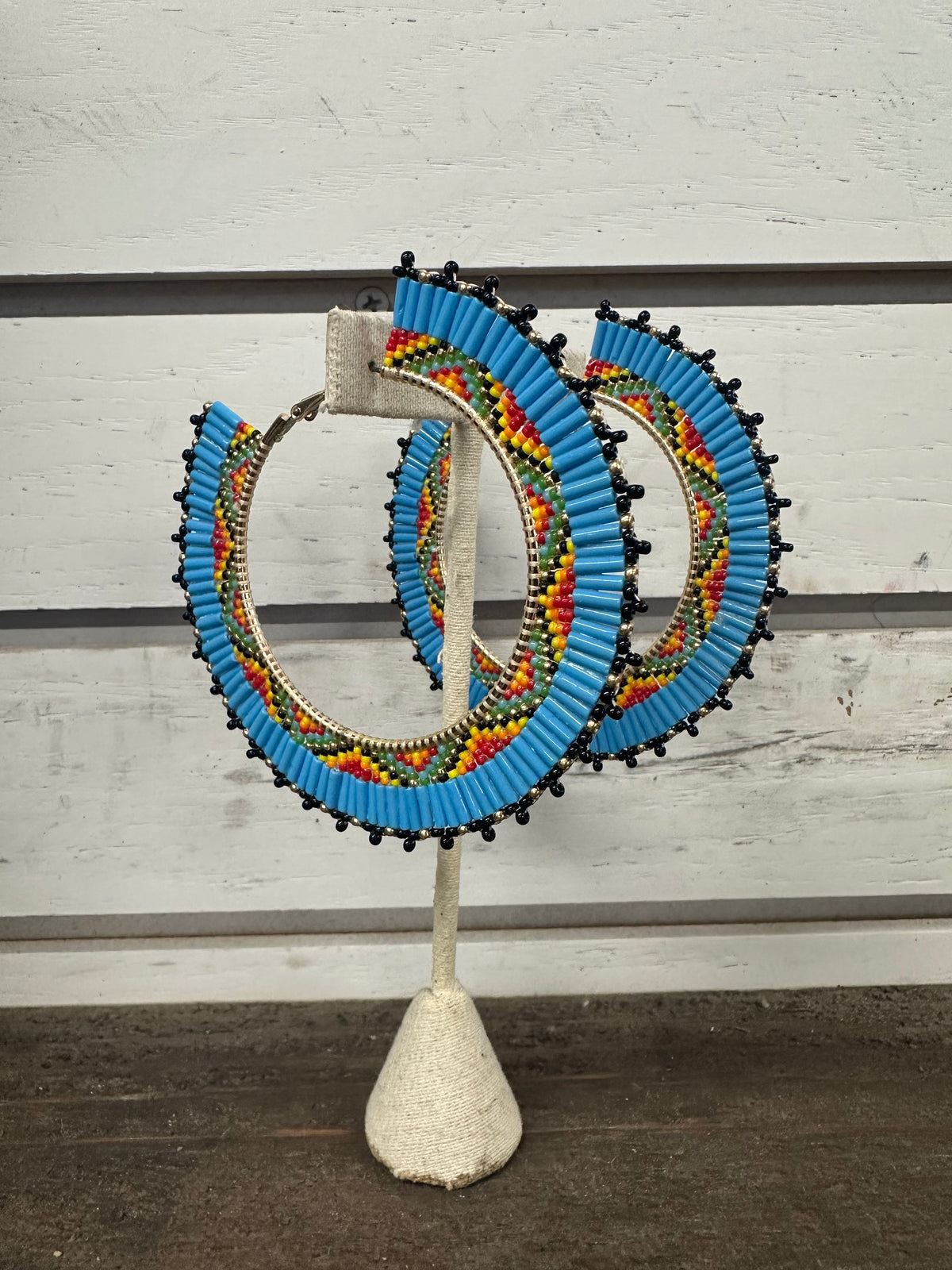 Beaded Large Hoop Earrings