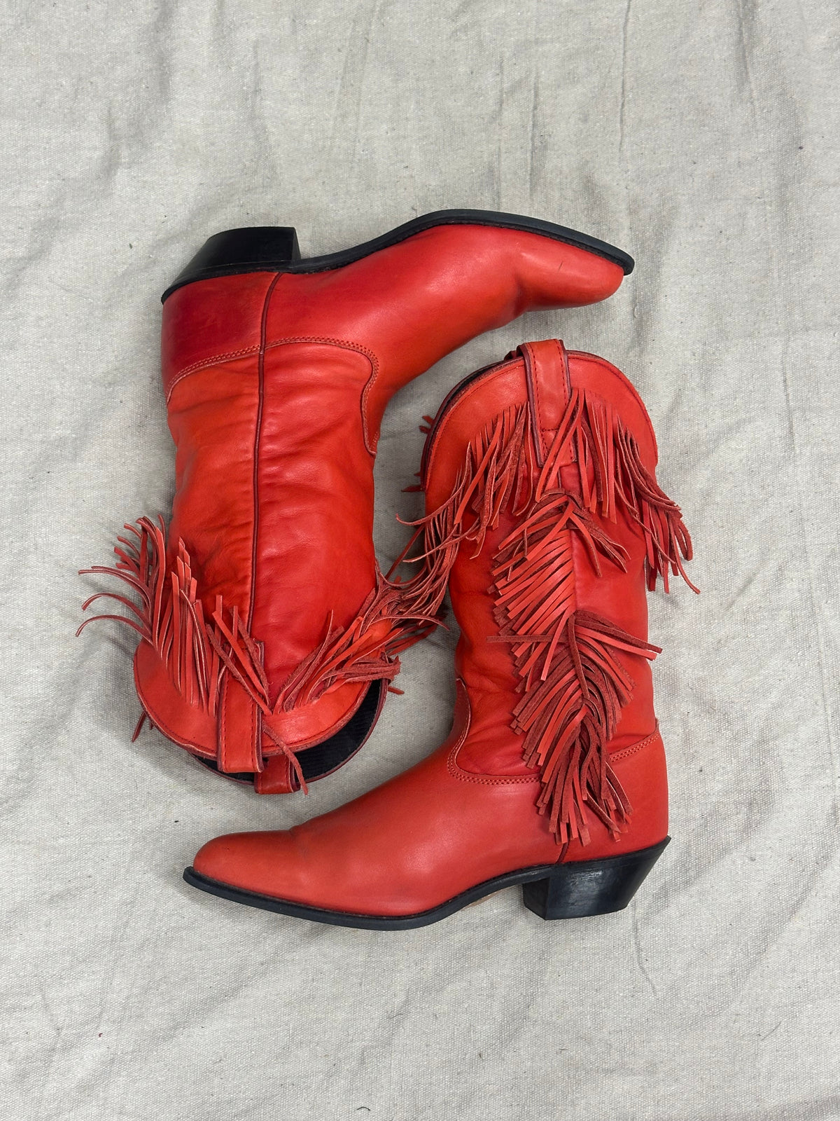 Vintage Red Fringe Cowboy Boots