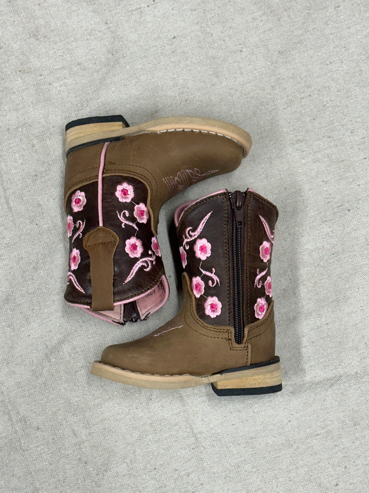 Kids Pink and Brown Cowboy Boots