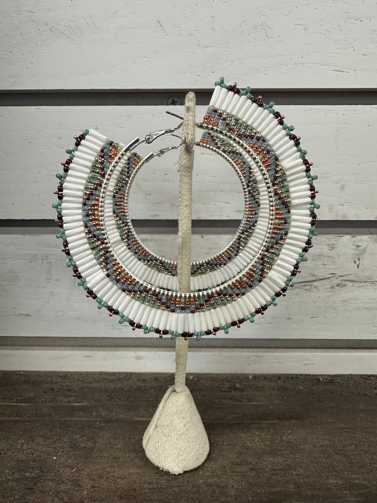 Beaded Large Hoop Earrings