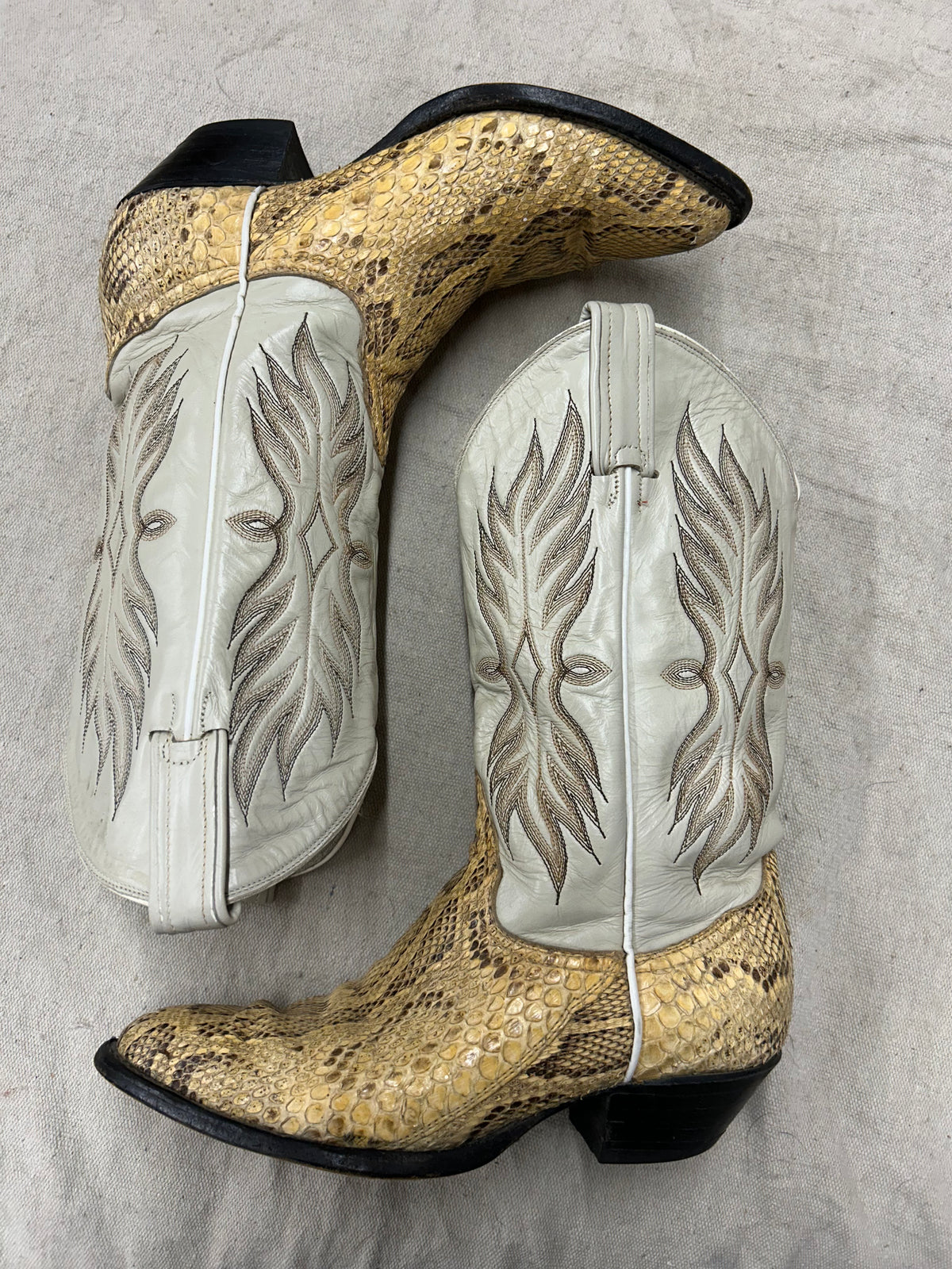Vintage Exotic White Cowboy Boots