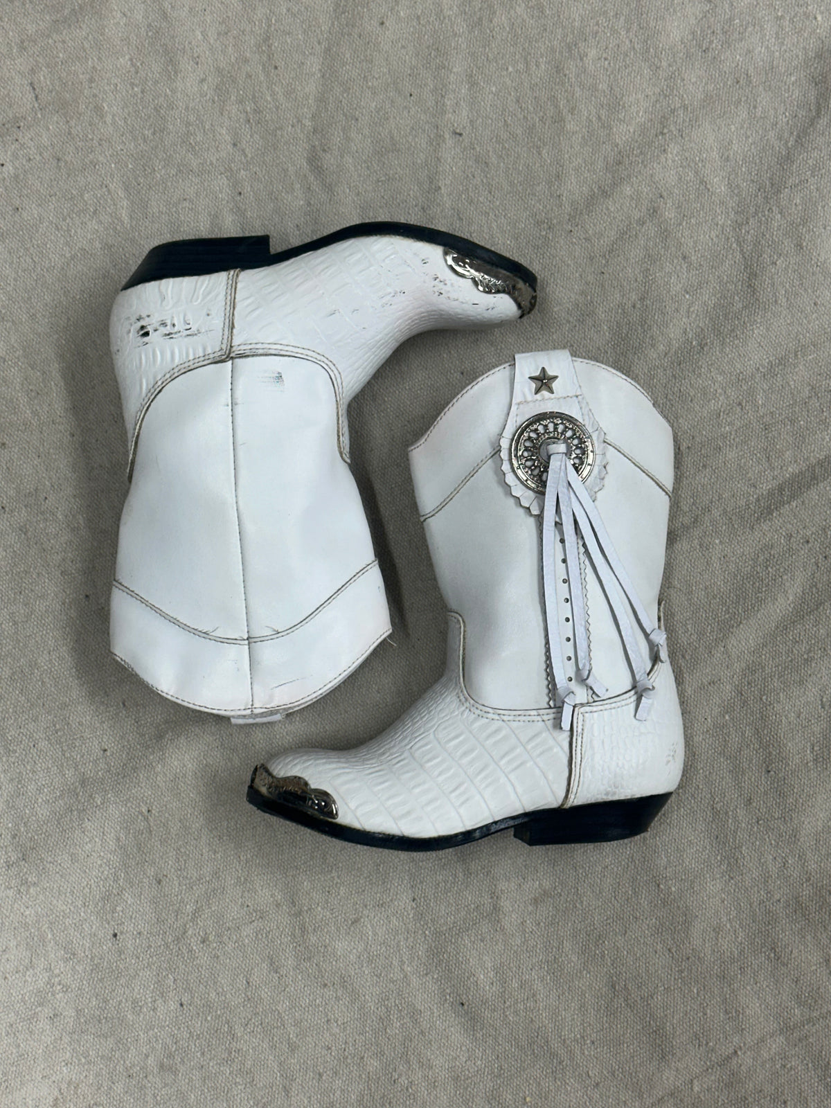 Kids Vintage White Cowboy Boots