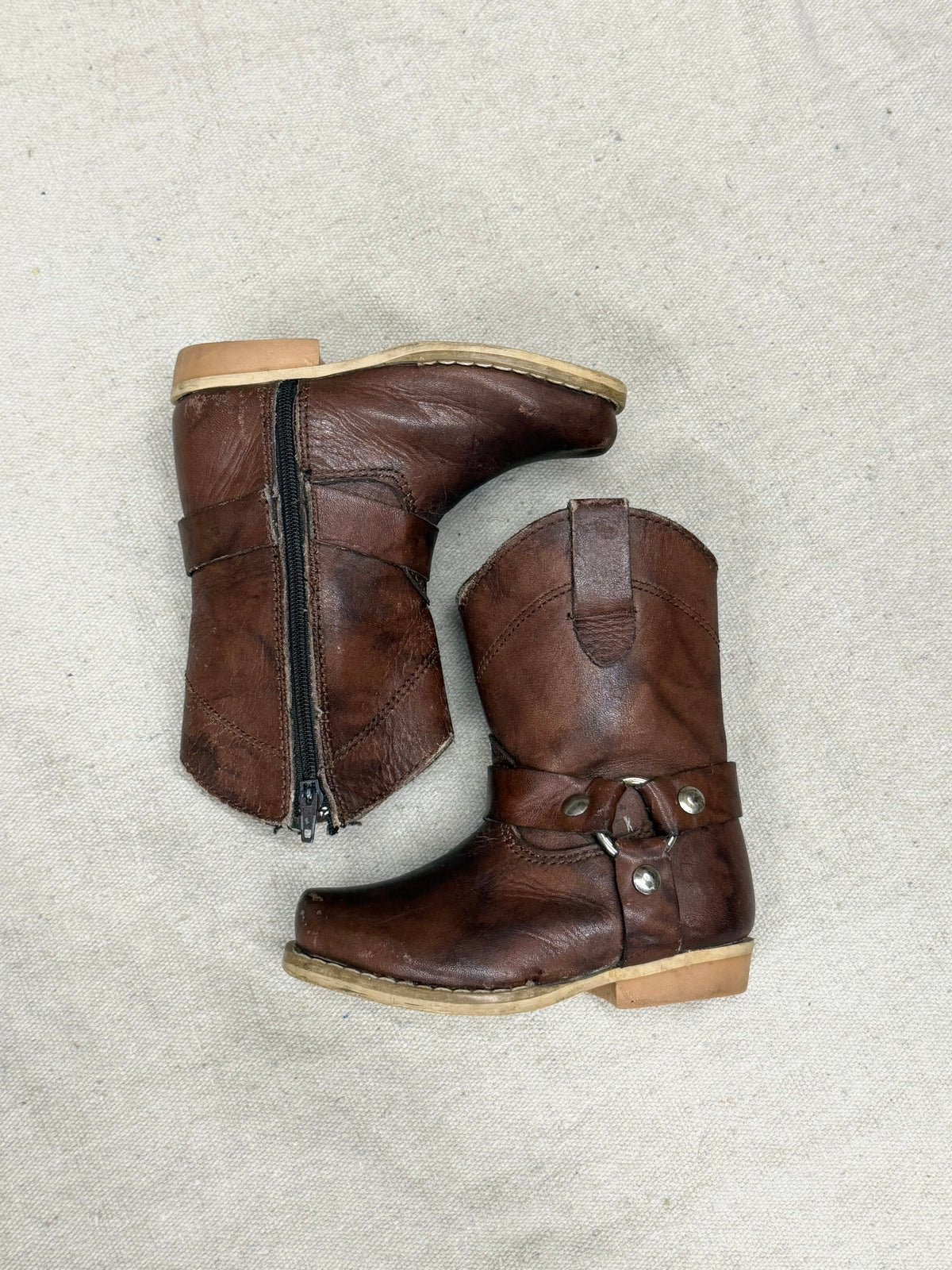 Vintage Kids Brown Harness Cowboy Boots
