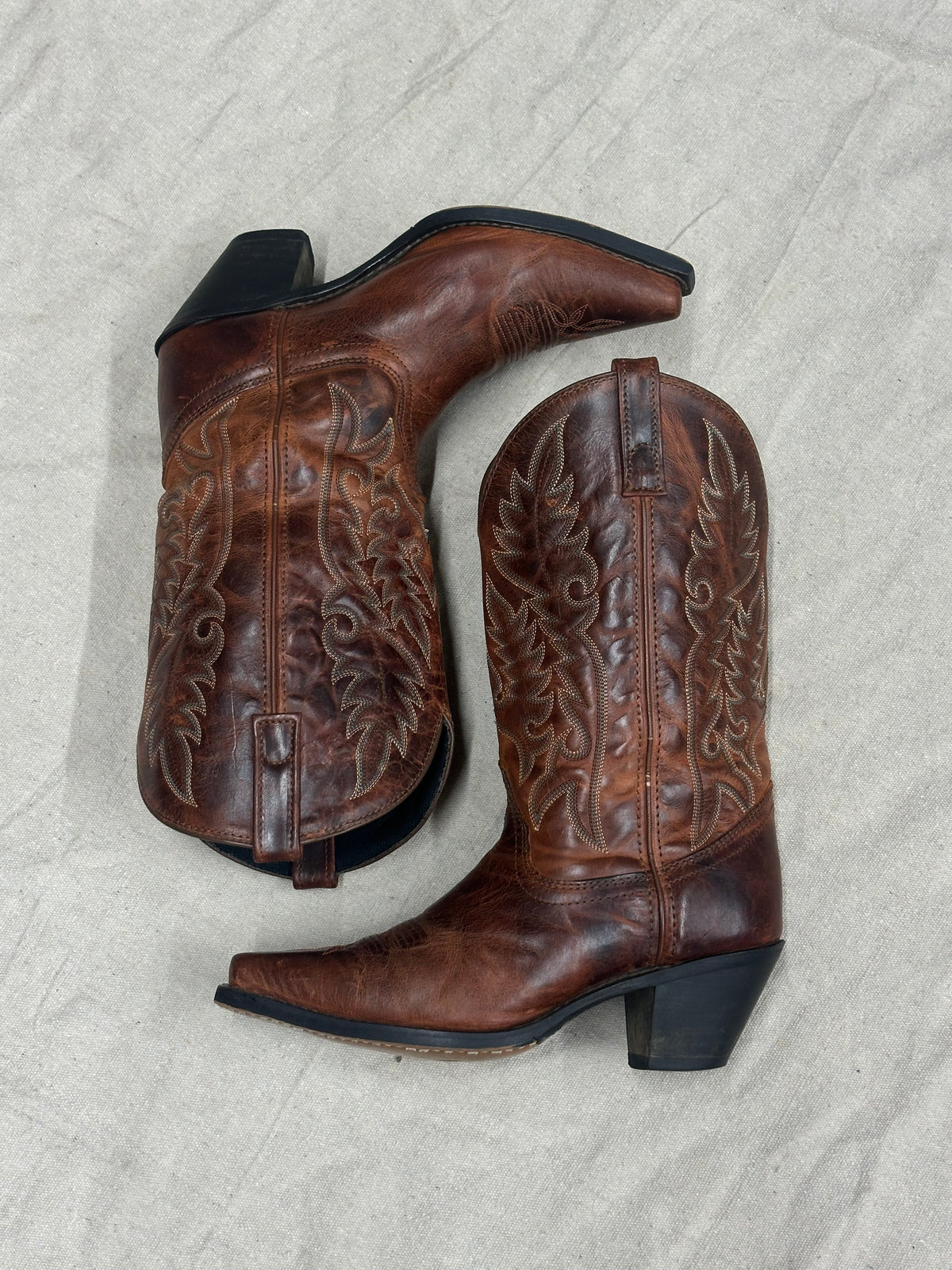 Vintage Brown with Teal Stitching Cowboy Boots