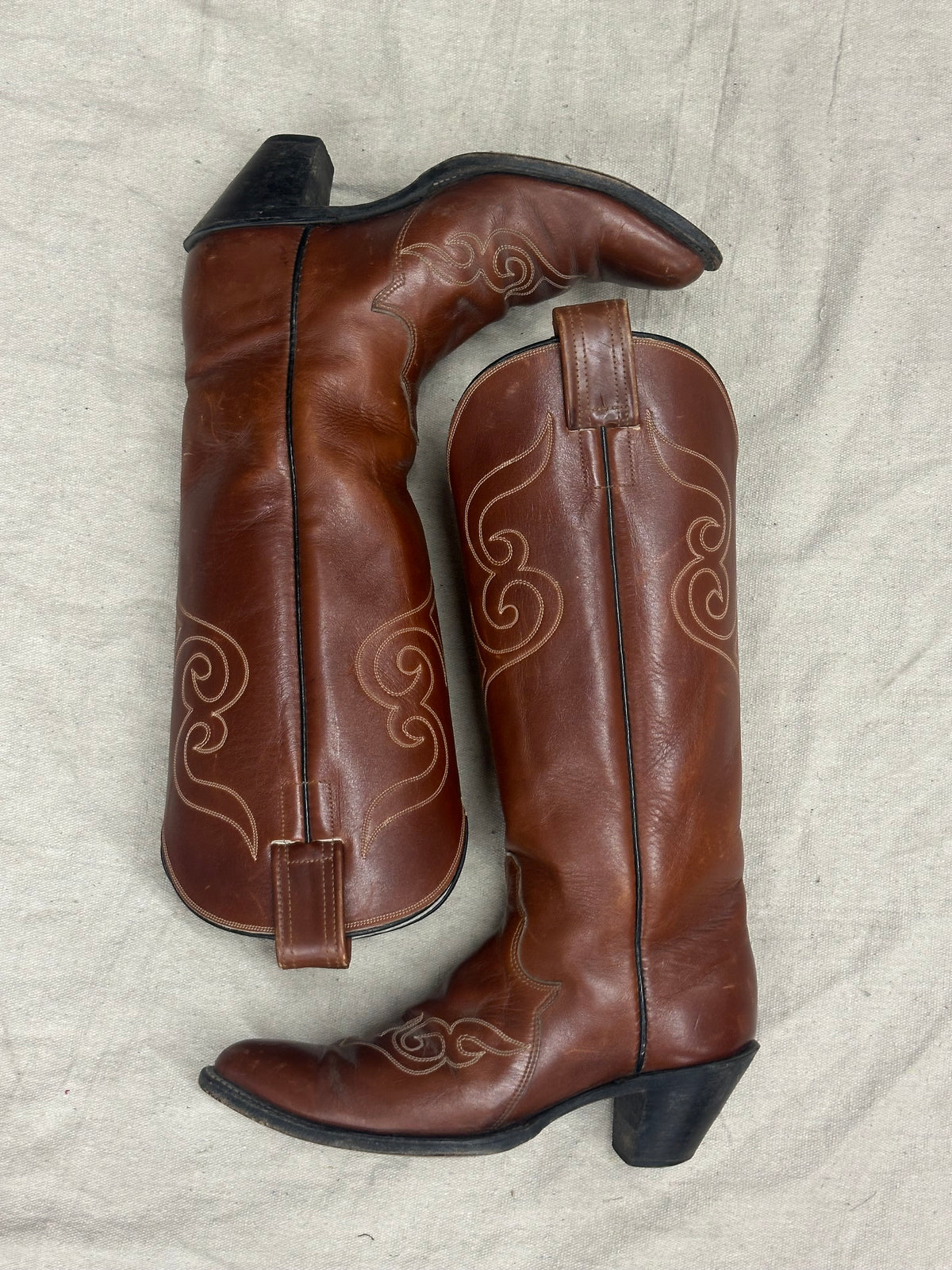 Vintage Brown Detailed Cowboy Boots