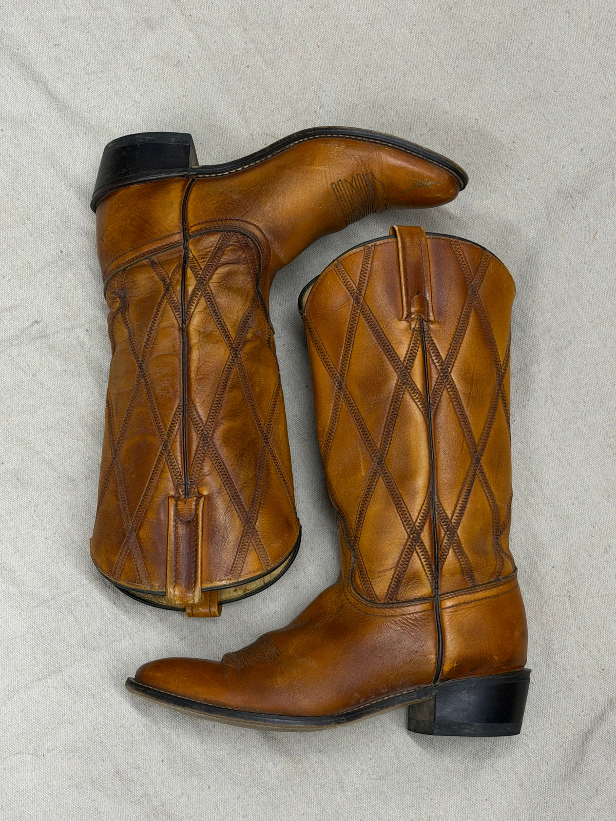 Vintage Brown Diamond Cowboy Boots
